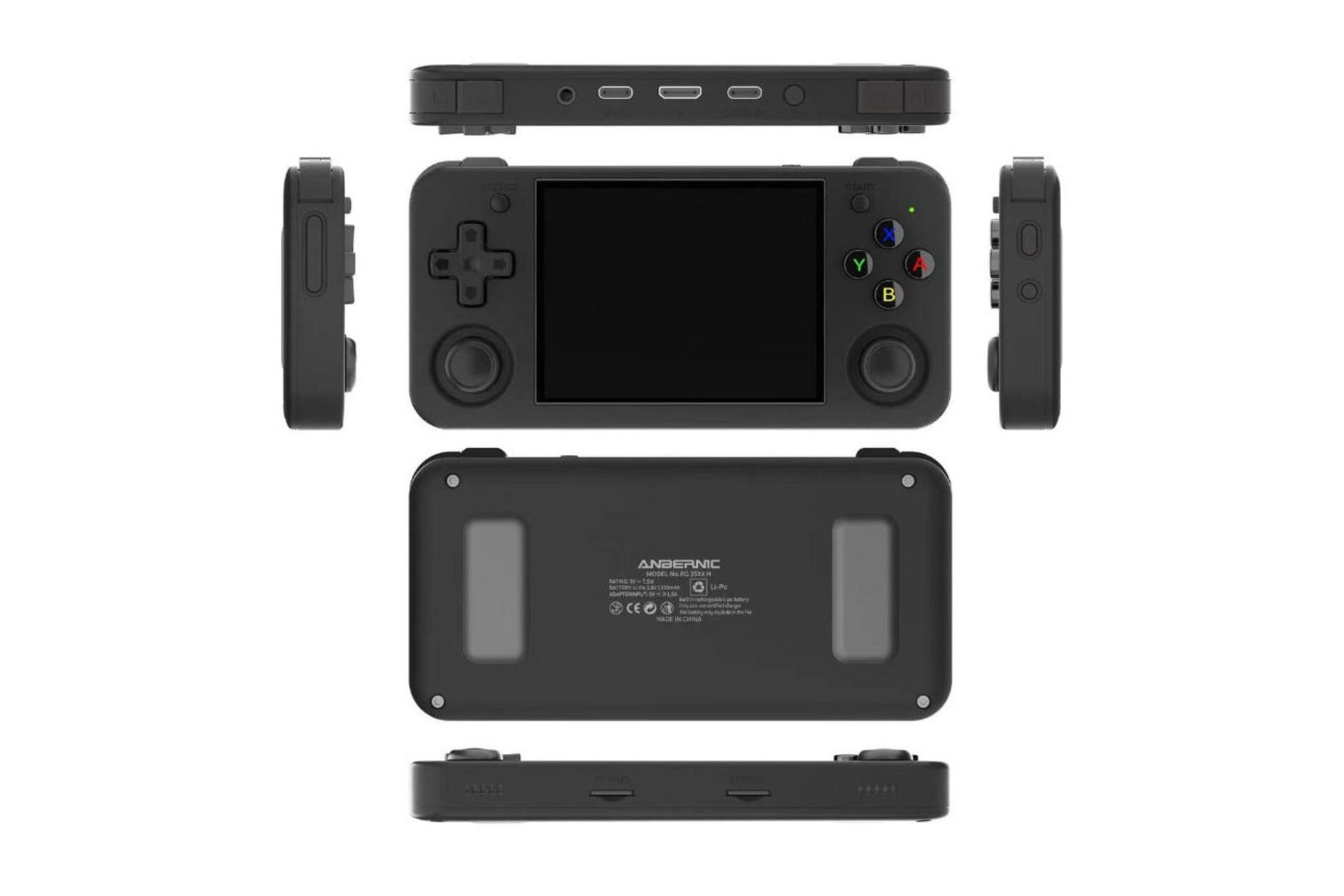 کنسول بازی انبرنیک ANBERNIC RG35XX H مشکی از زوایای مختلف