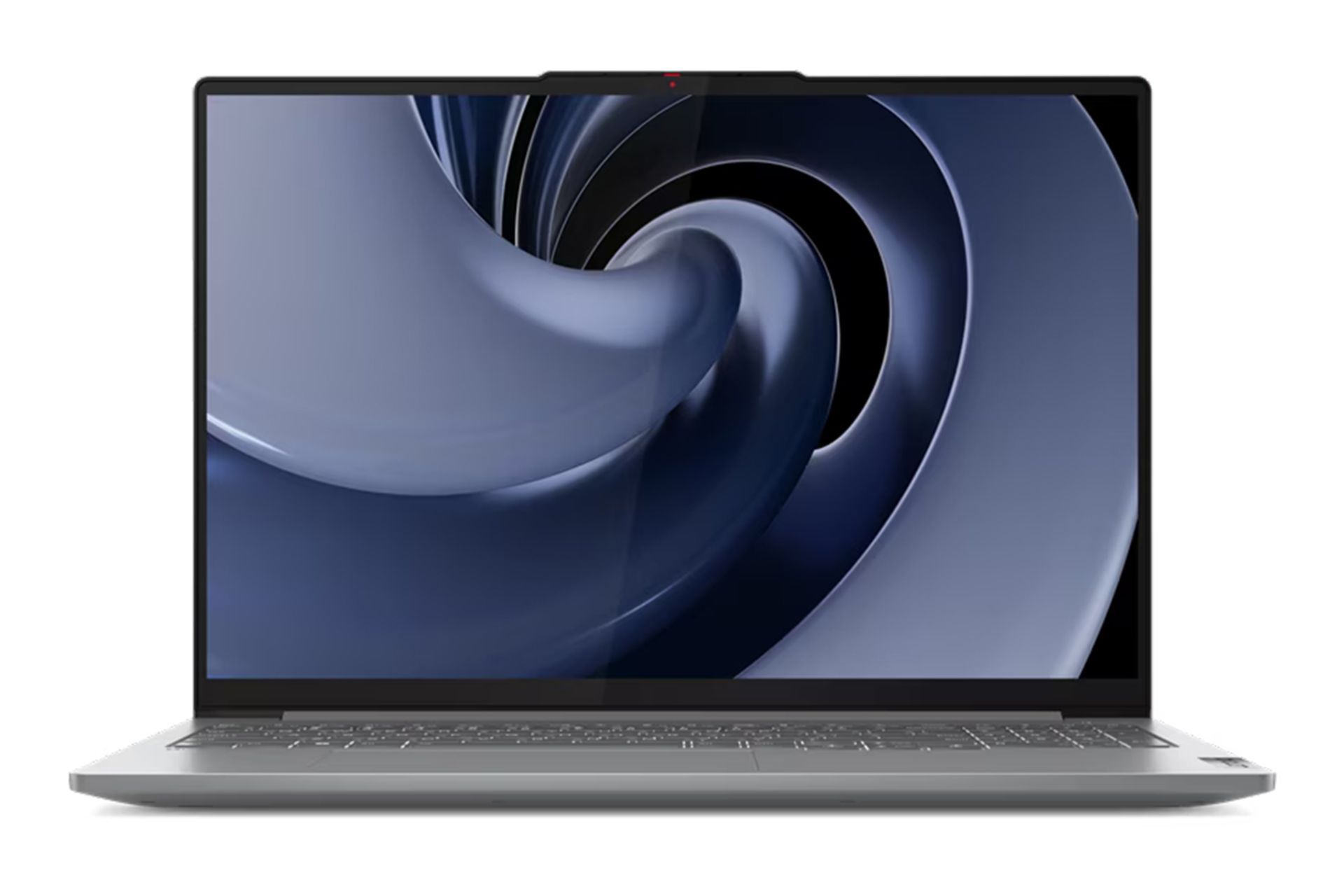 نمای رو به روی لپ تاپ IdeaPad Pro 5 16IMH9 لنوو با نمایشگر روشن و نمایش لبه جلو