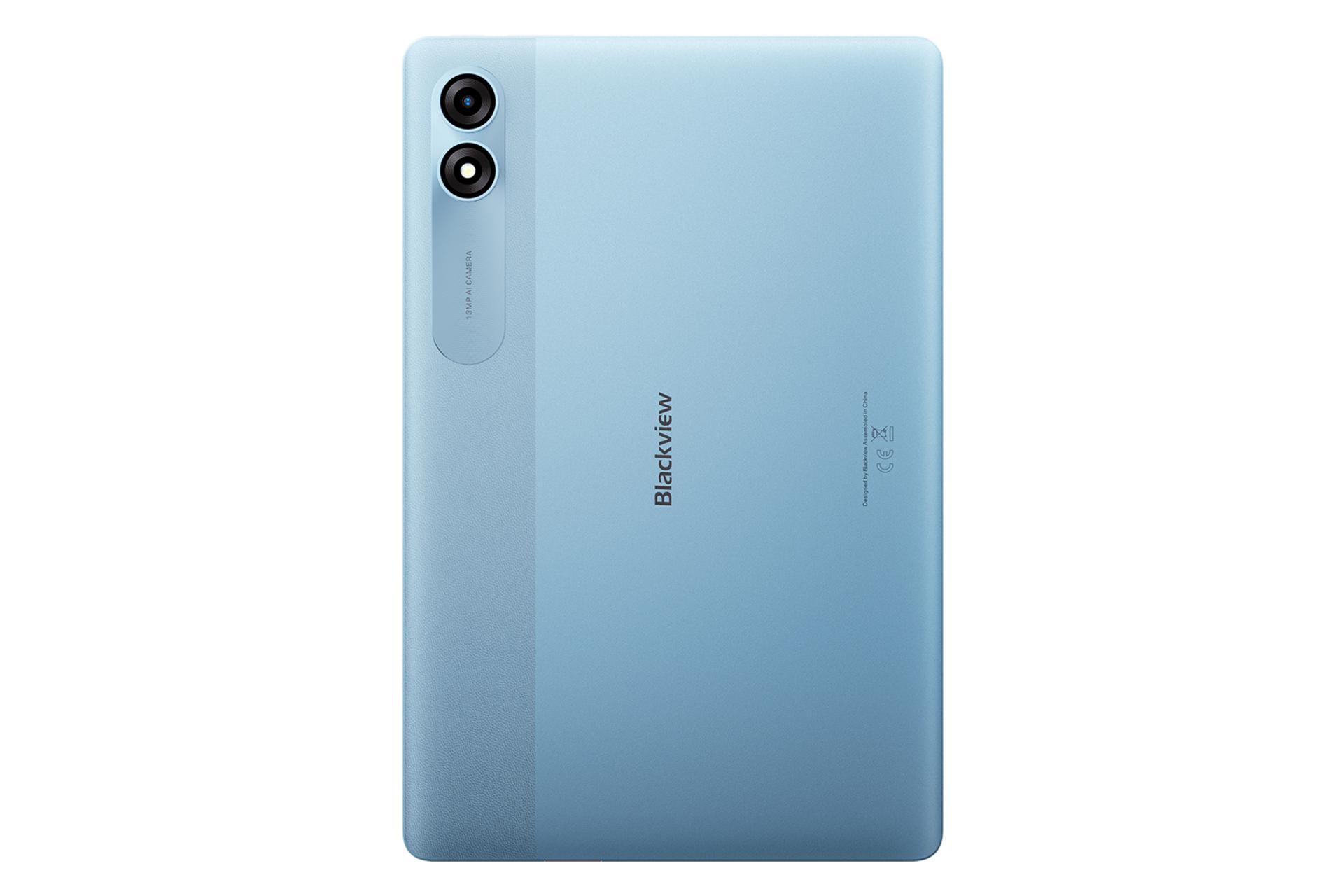 نمای پنل پشت تبلت تب 9 WiFi بلک ویو / Blackview Tab 9 WiFi با نمایشگر لوگو و دوربین پنل پشت رنگ آبی