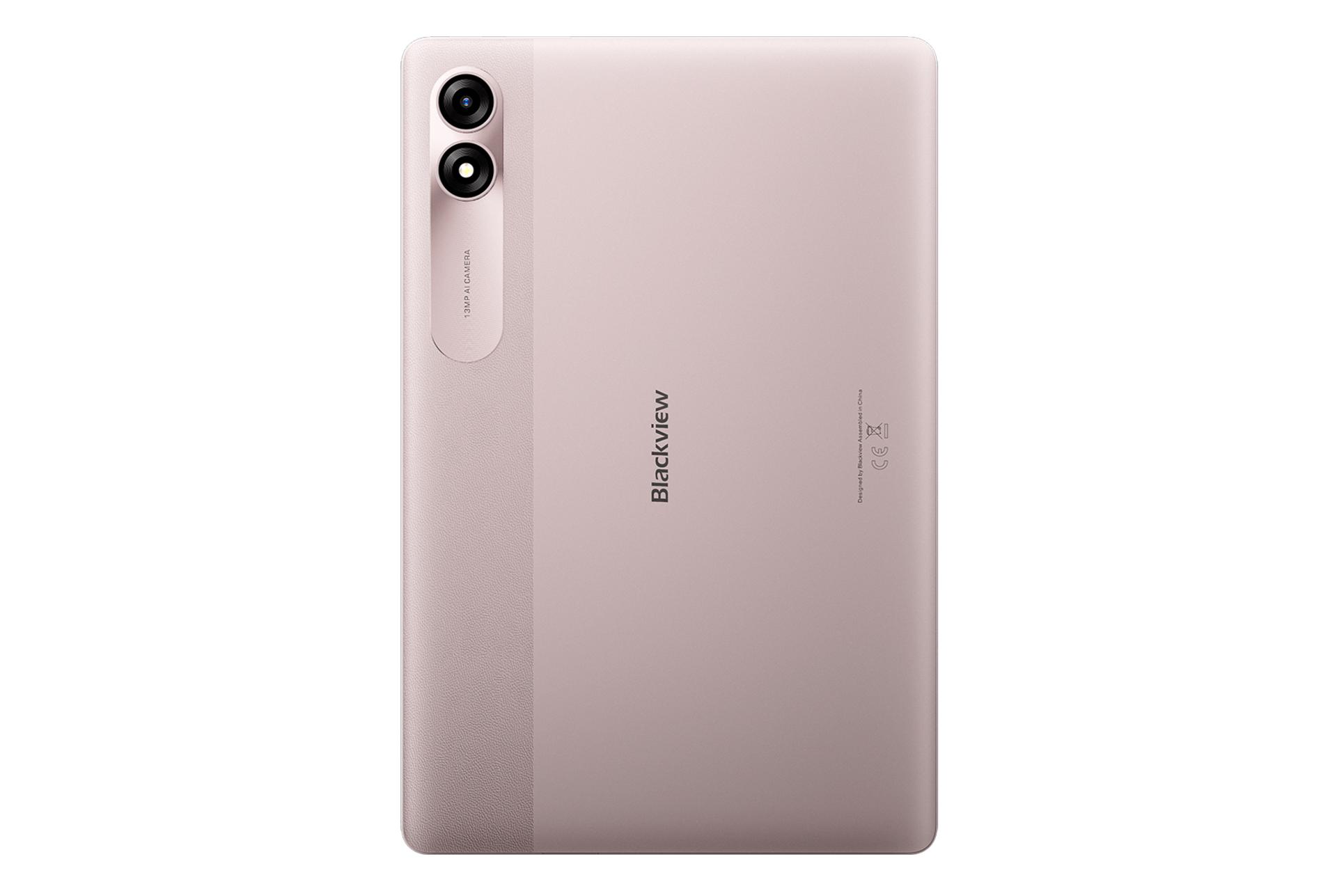نمای پنل پشت تبلت تب 9 WiFi بلک ویو / Blackview Tab 9 WiFi با نمایشگر لوگو و دوربین پنل پشت رنگ صورتی روشن