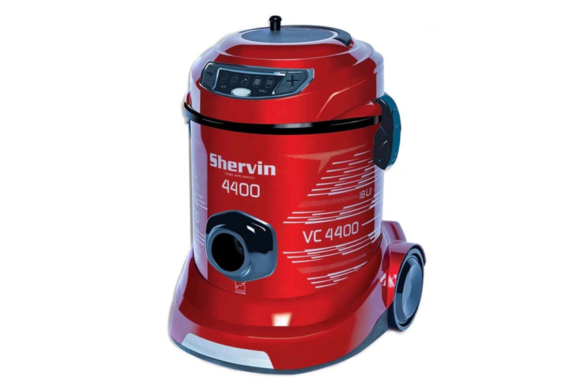 نمای سمت راست جاروبرقی سطلی شروین VC4400 رنگ قرمز