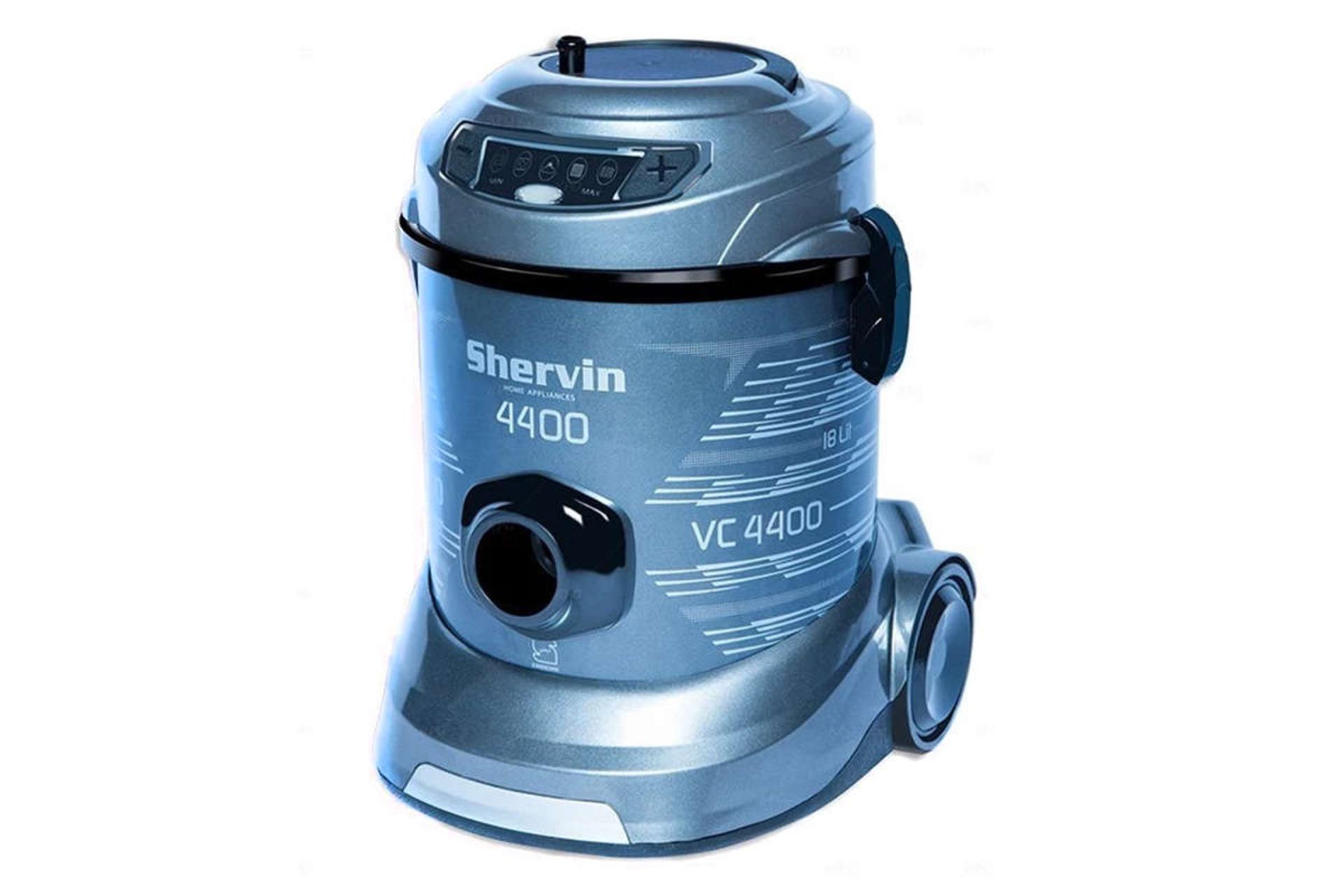 نمای جلوی جاروبرقی سطلی شروین VC4400 رنگ آبی