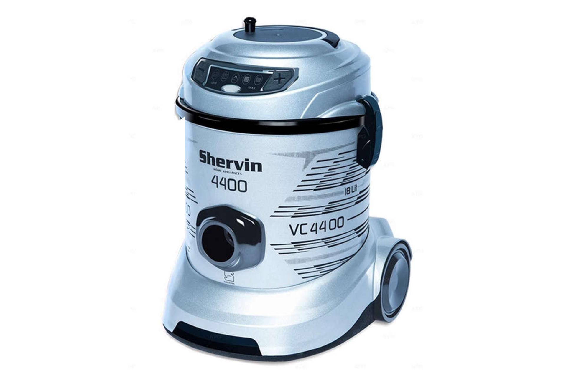 نمای سمت راست جاروبرقی سطلی شروین VC4400 رنگ نقره‌ای