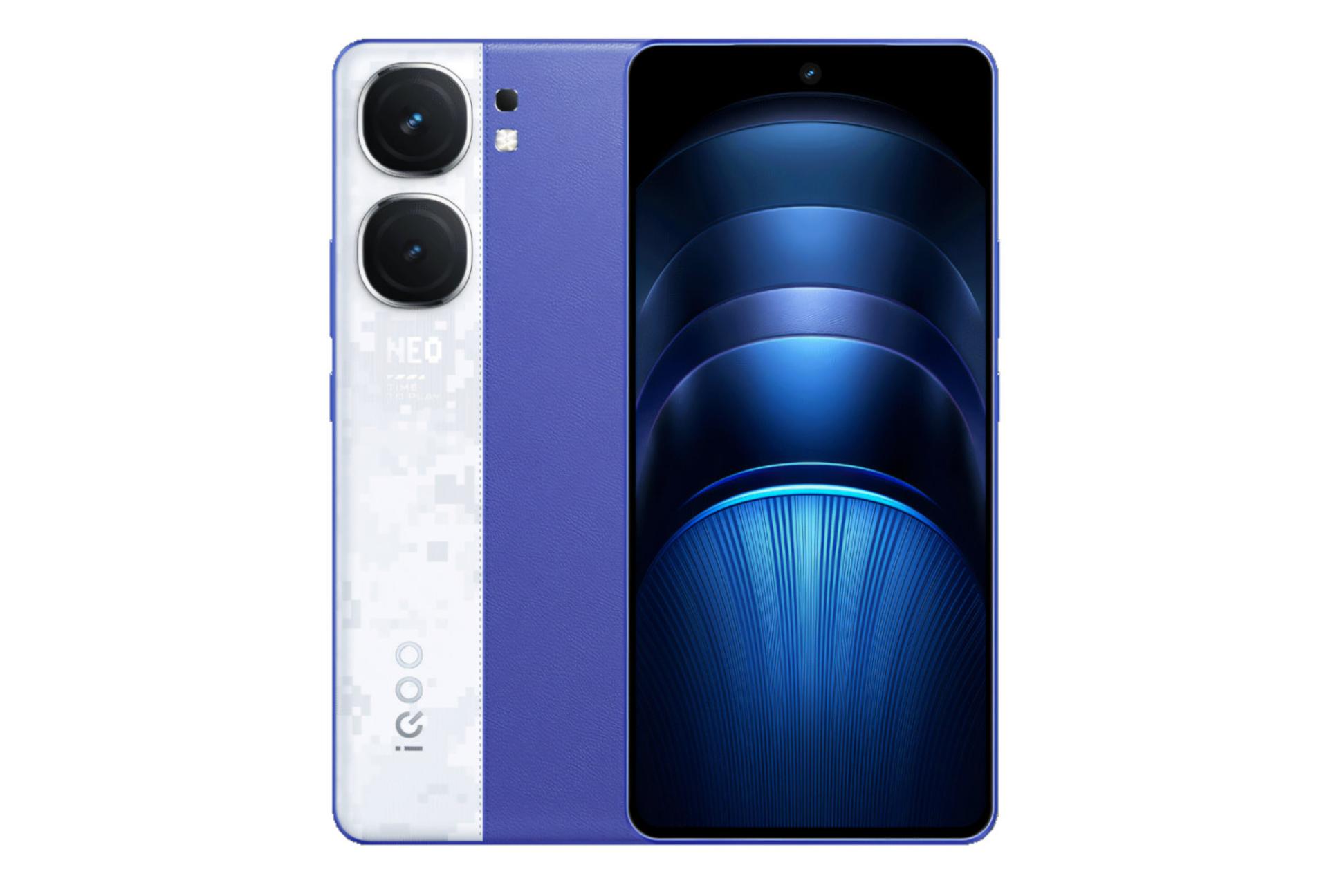 پنل جلو و پشت گوشی موبایل iQOO Neo9s پرو پلاس ویوو آبی و سفید / vivo iQOO Neo9s Pro Plus