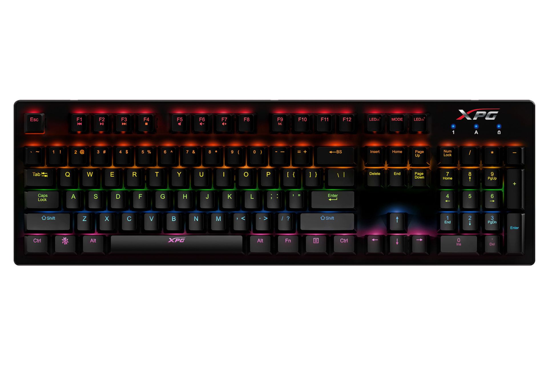 نمای بالا و دکمه های کنترل کیبورد ای دیتا XPG INFAREX K20