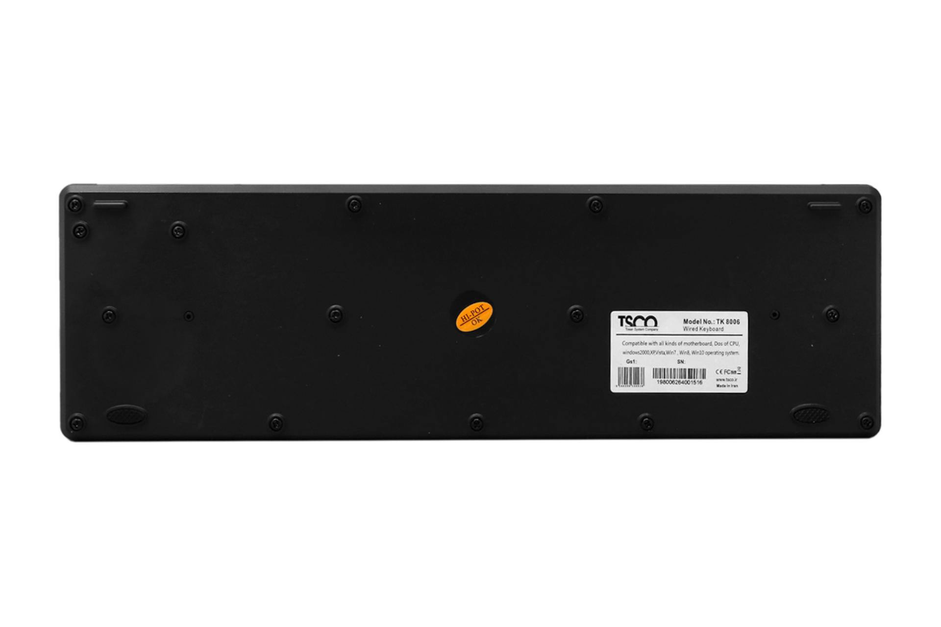 نمای پشت و بدنه کیبورد تسکو TK 8006