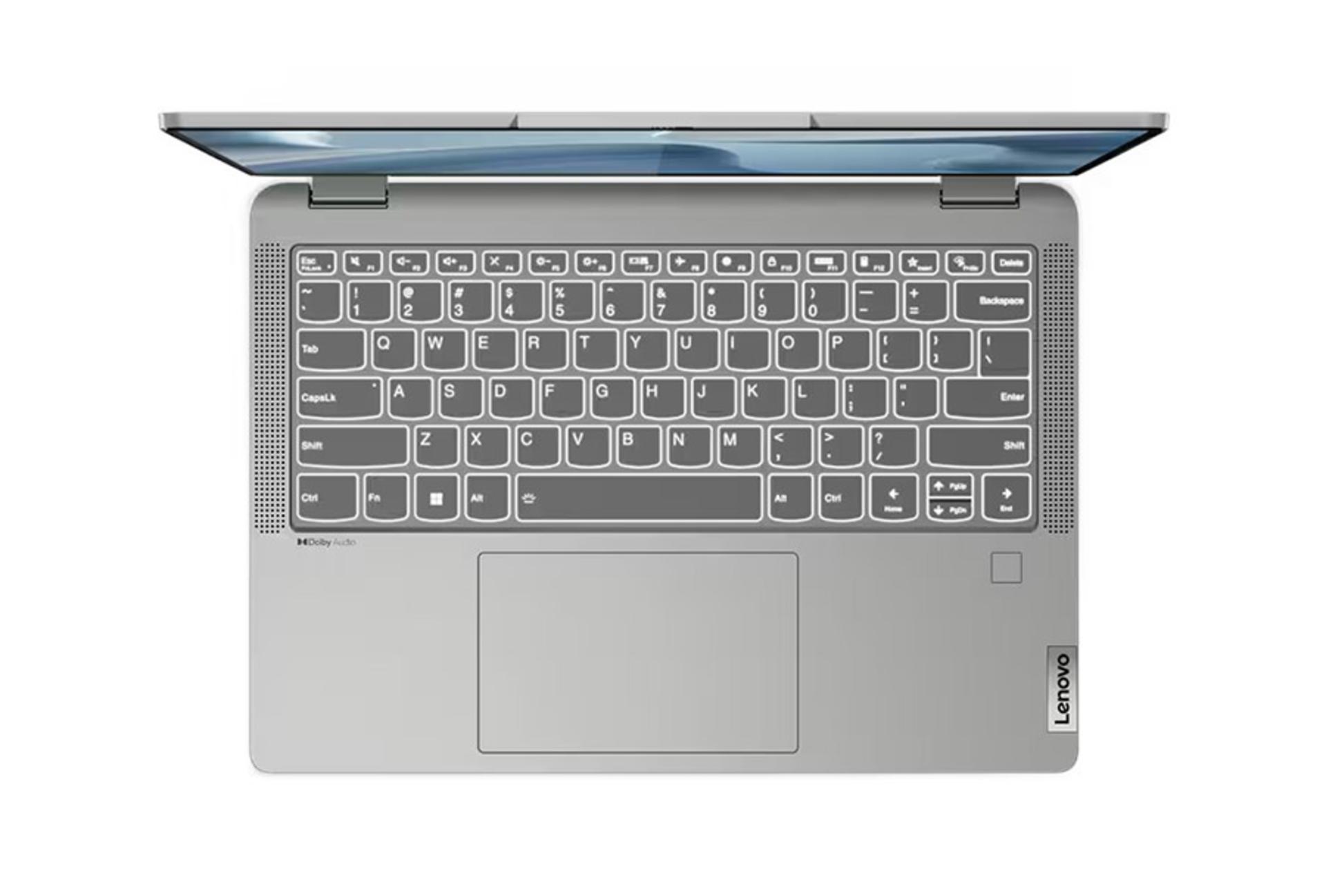 لپ تاپ لنوو Lenovo IdeaPad Flex 5 14IAU7 نمای بالا و کیبورد