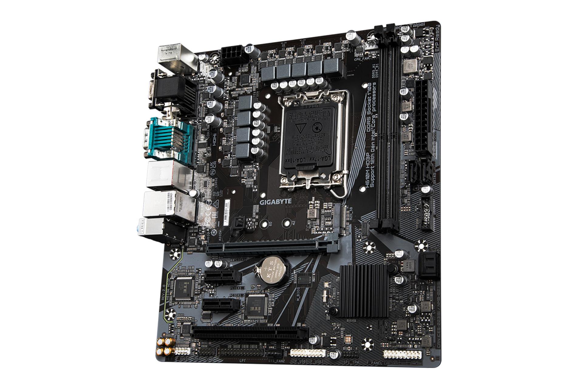 نمای کناری مادربرد گیگابایت GIGABYTE H610M HD3P (rev. 2.0)