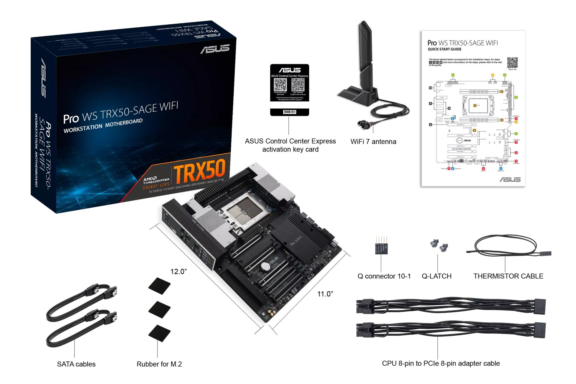 مادربرد ایسوس ASUS Pro WS TRX50-SAGE WIFI با اقلام همراه