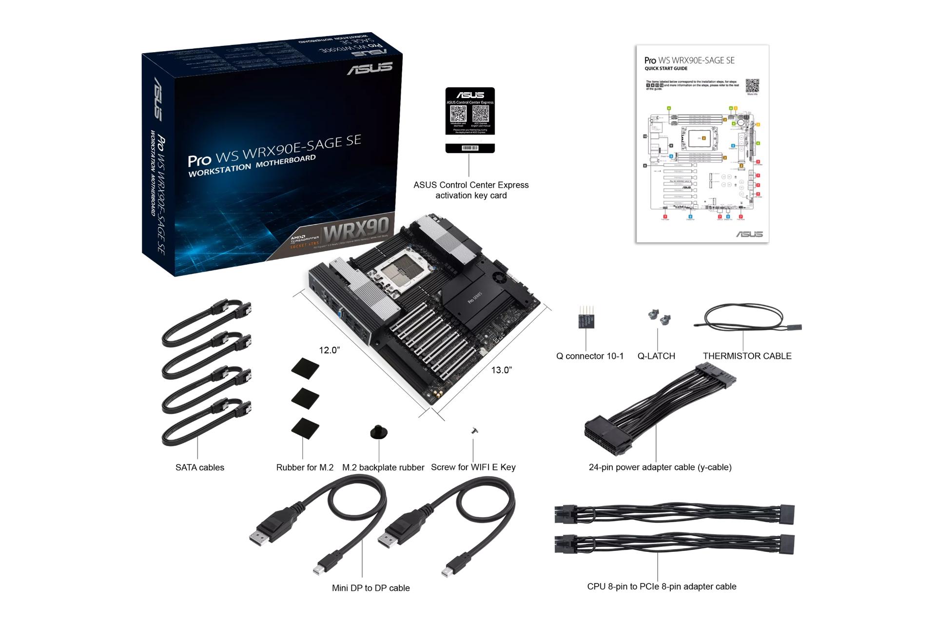 مادربرد ایسوس ASUS Pro WS WRX90E-SAGE SE با اقلام همراه
