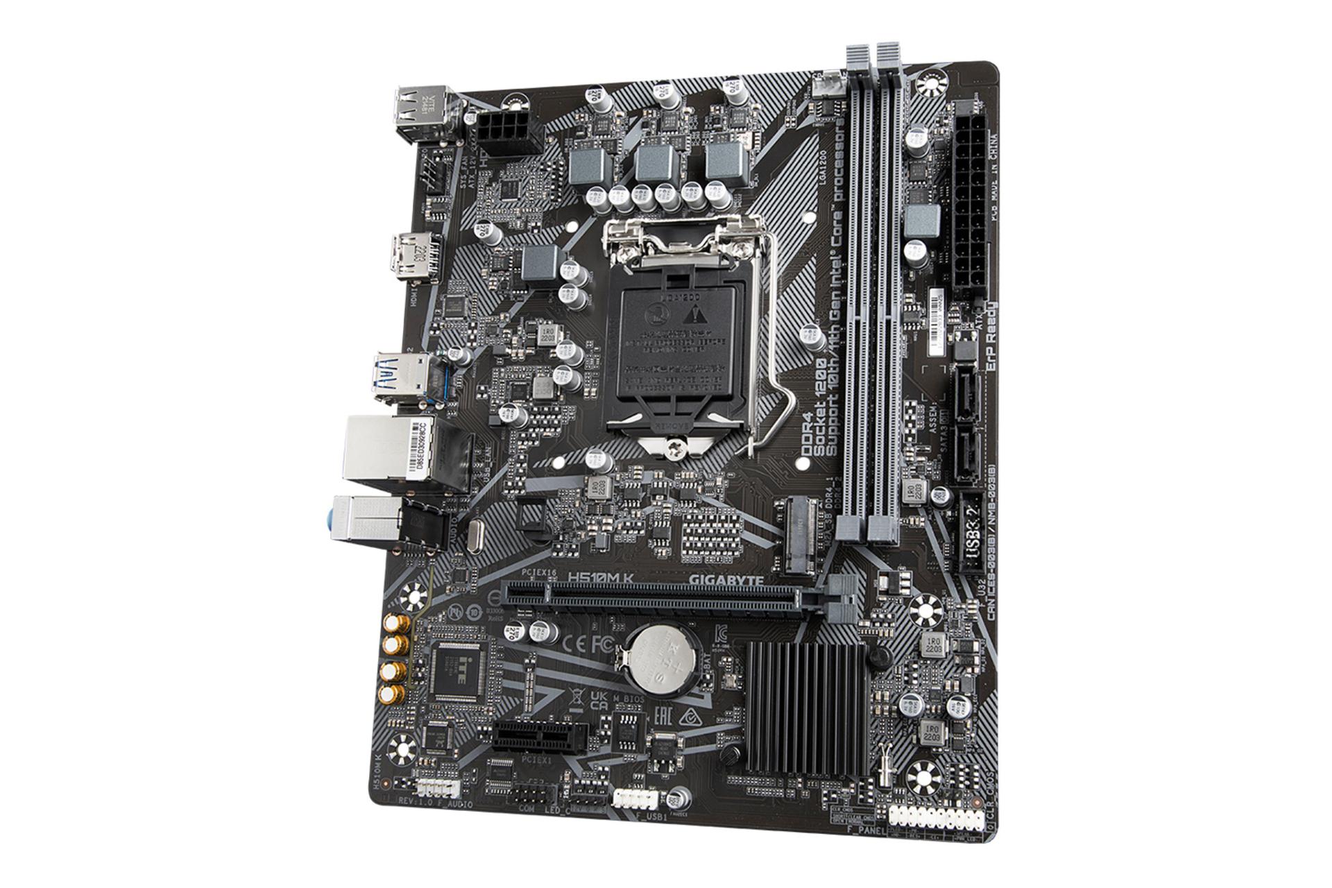 نمای کناری مادربرد گیگابایت GIGABYTE H510M K (rev. 1.0)
