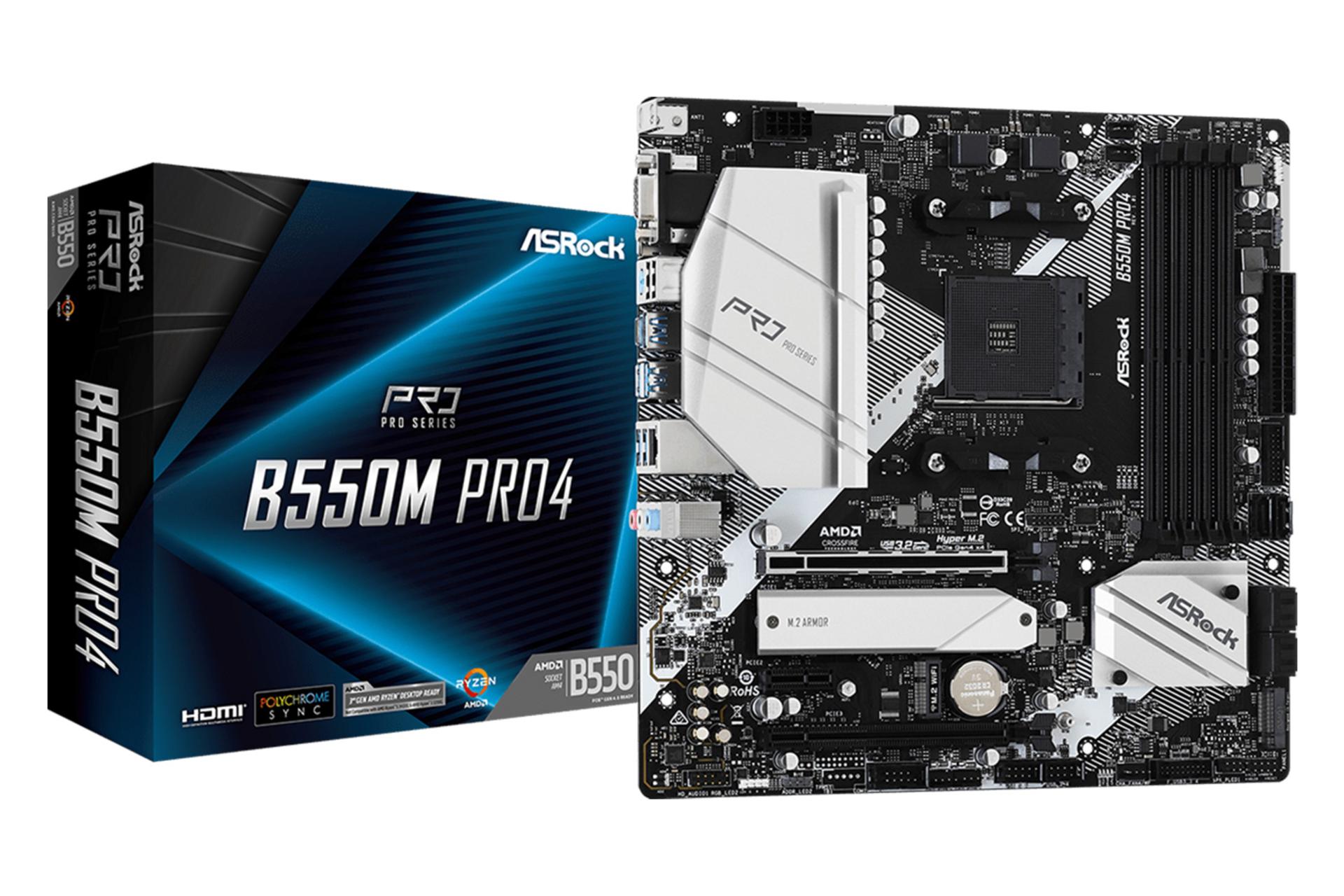 مادربرد ازراک ASRock B550M Pro4 به همراه جعبه