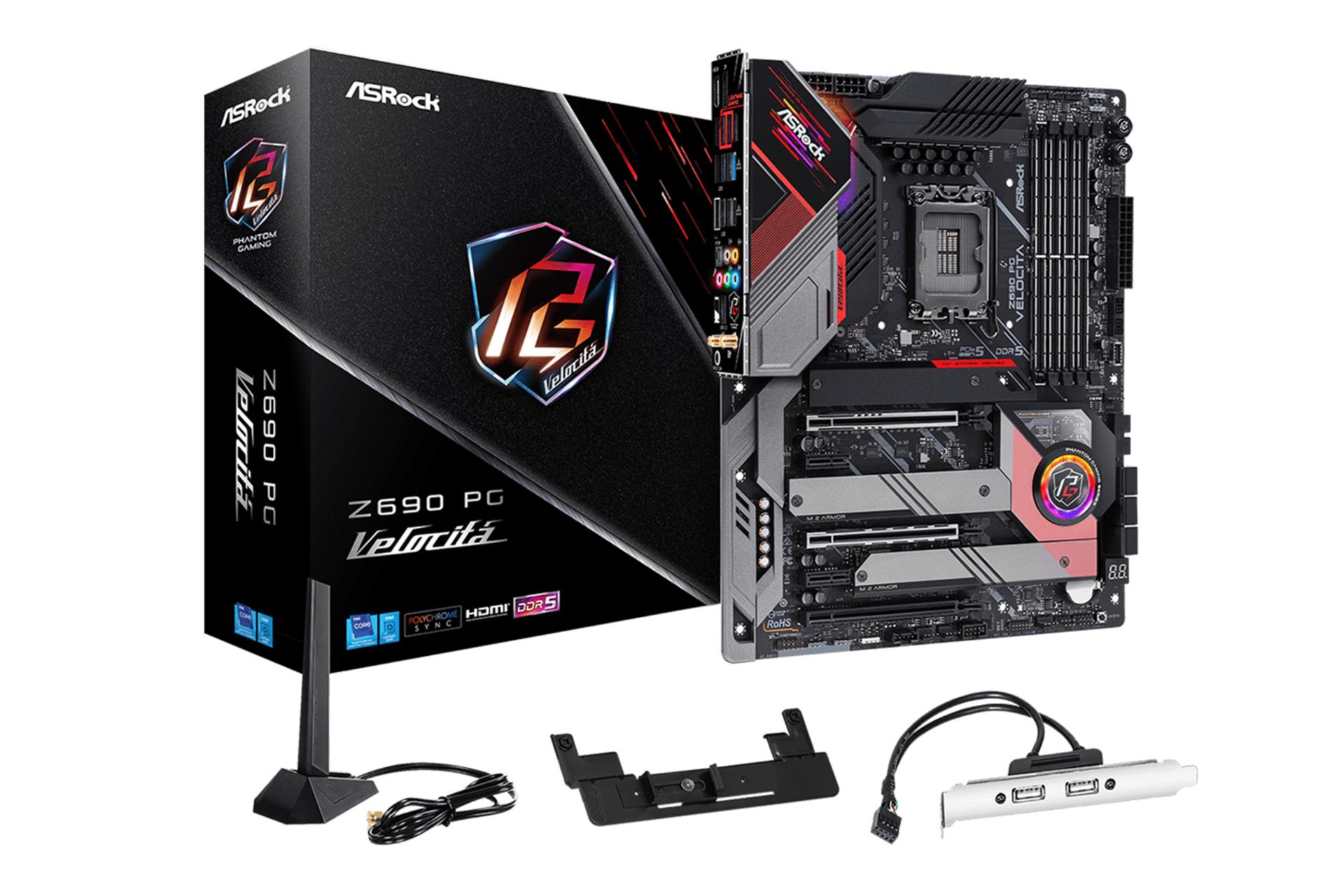 مادربرد ازراک ASRock Z690 PG Velocita با اقلام همراه