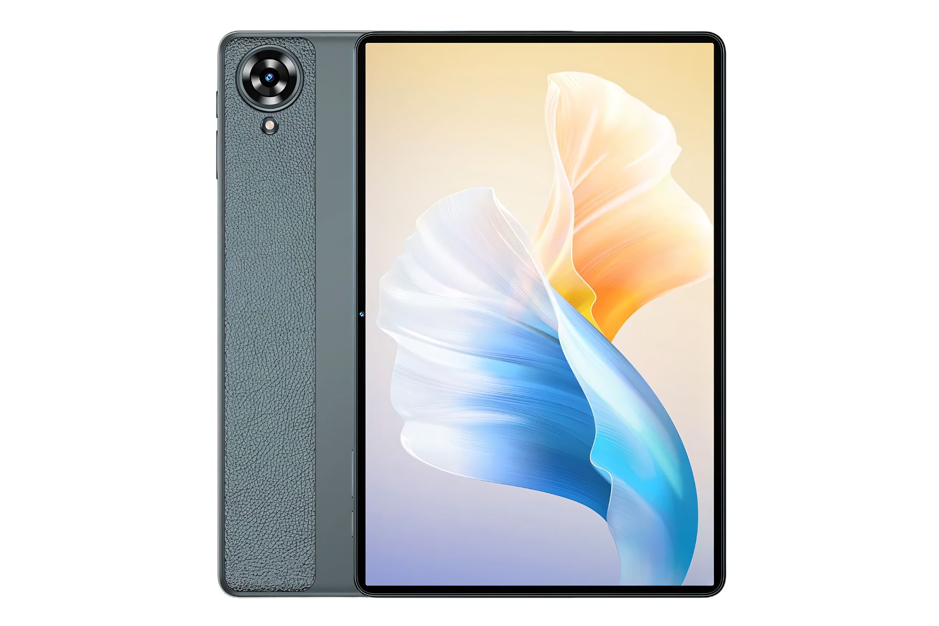 نمای کلی تبلت اوکیتل OT11 با نمایشگر روشن و نمایش دوربین پنل پشت رنگ خاکستری