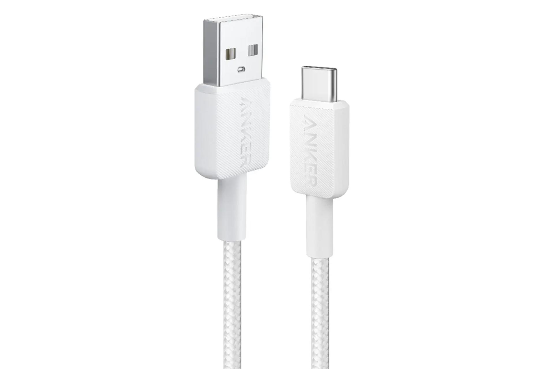 کابل شارژ USB انکر Type-A به Type-C مدل A81H5 322 با طول 0.9 متر رنگ سفید