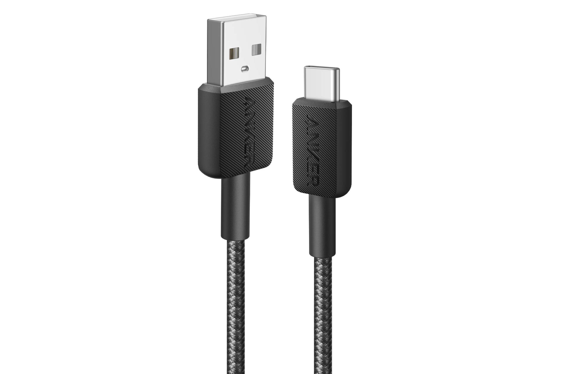 کابل شارژ USB انکر Type-A به Type-C مدل A81H5 322 با طول 0.9 متر رنگ مشکی