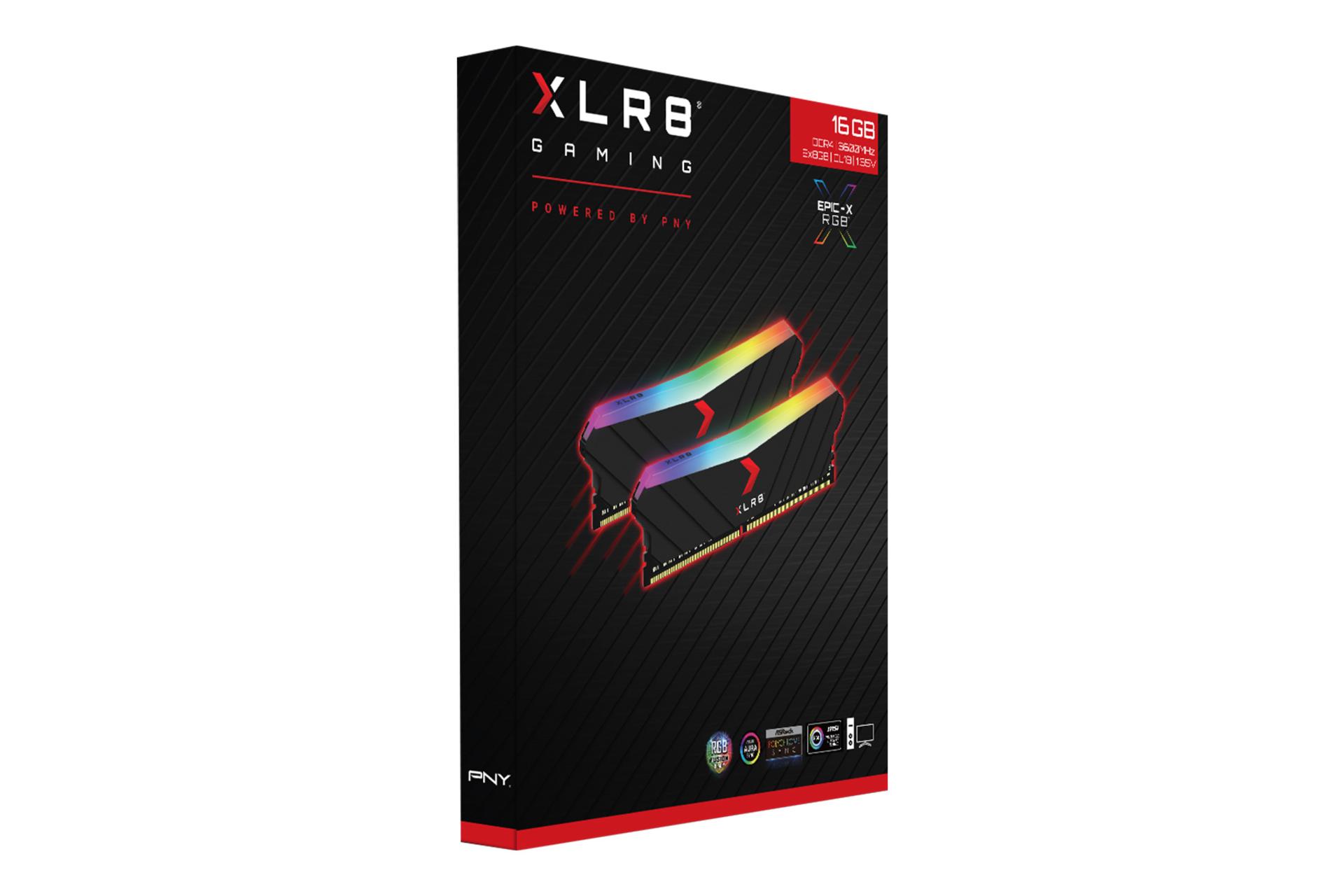 جعبه رم پی ان وای PNY XLR8 Gaming EPIC-X RGB 16GB (2x8) DDR4-3600 CL18