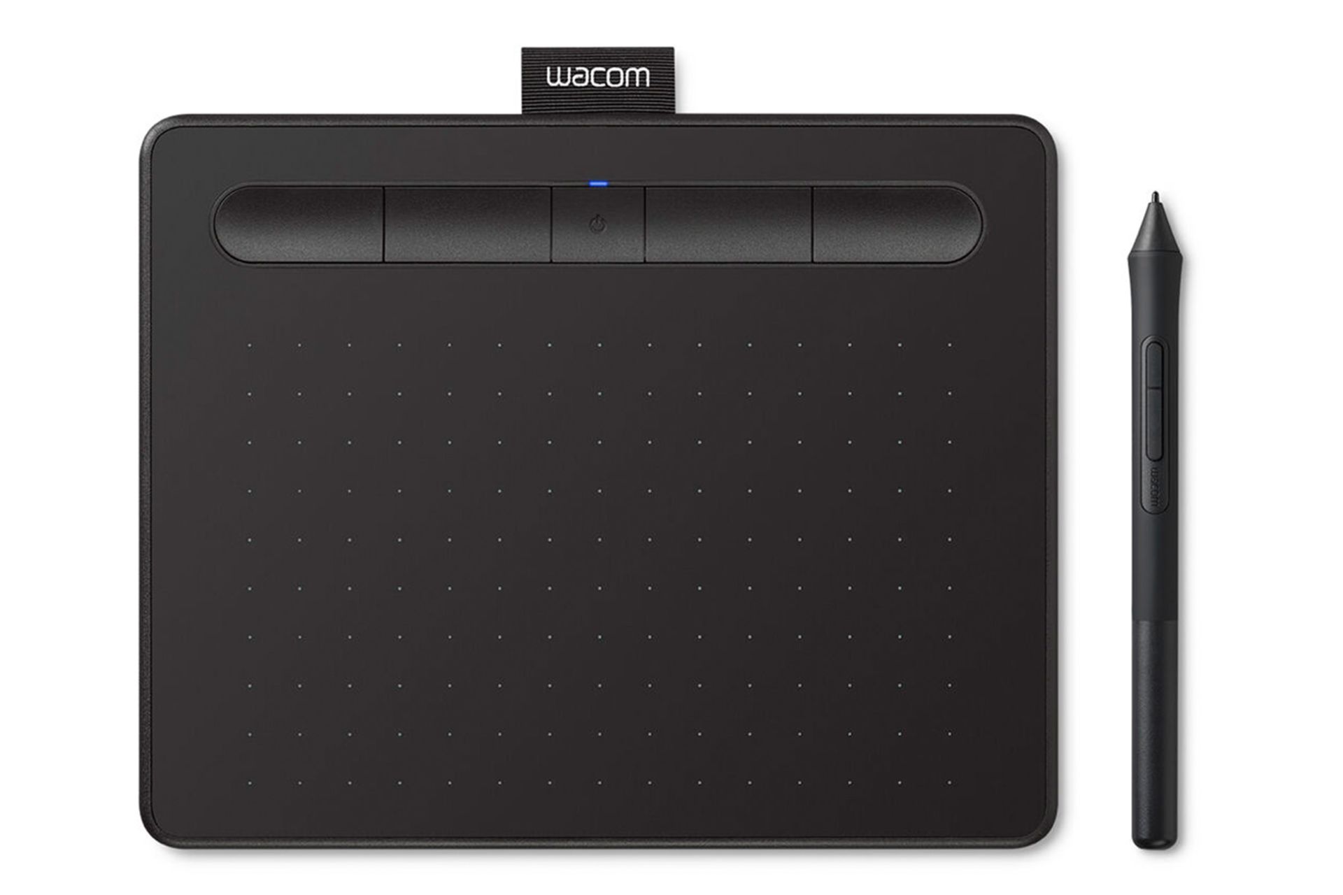 نمای کلی قلم نوری وکام Intuos Small بلوتوث با نمایش پد طراحی به همراه قلم