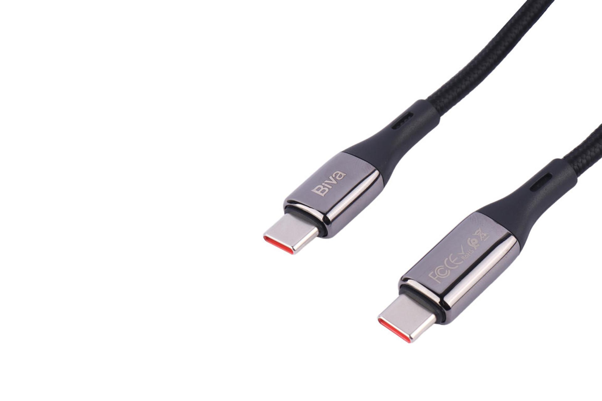 کانکتور و اتصال کابل شارژ USB بیوا Type-C به Type-C مدل C-24CC با طول 1.5 متر