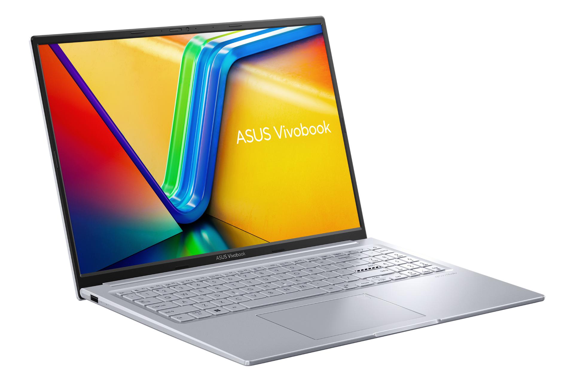 نمای نیمرخ لپ تاپ ASUS Vivobook 16X OLED K3604VA ایسوس با نمایش درگاه های لبه سمت چپ رنگ نقره‌ای