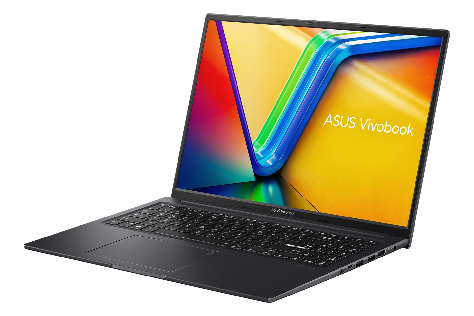نمای نیمرخ لپ تاپ ASUS Vivobook 16X OLED K3604VA ایسوس با نمایش درگاه های لبه سمت راست رنگ خاکستری تیره