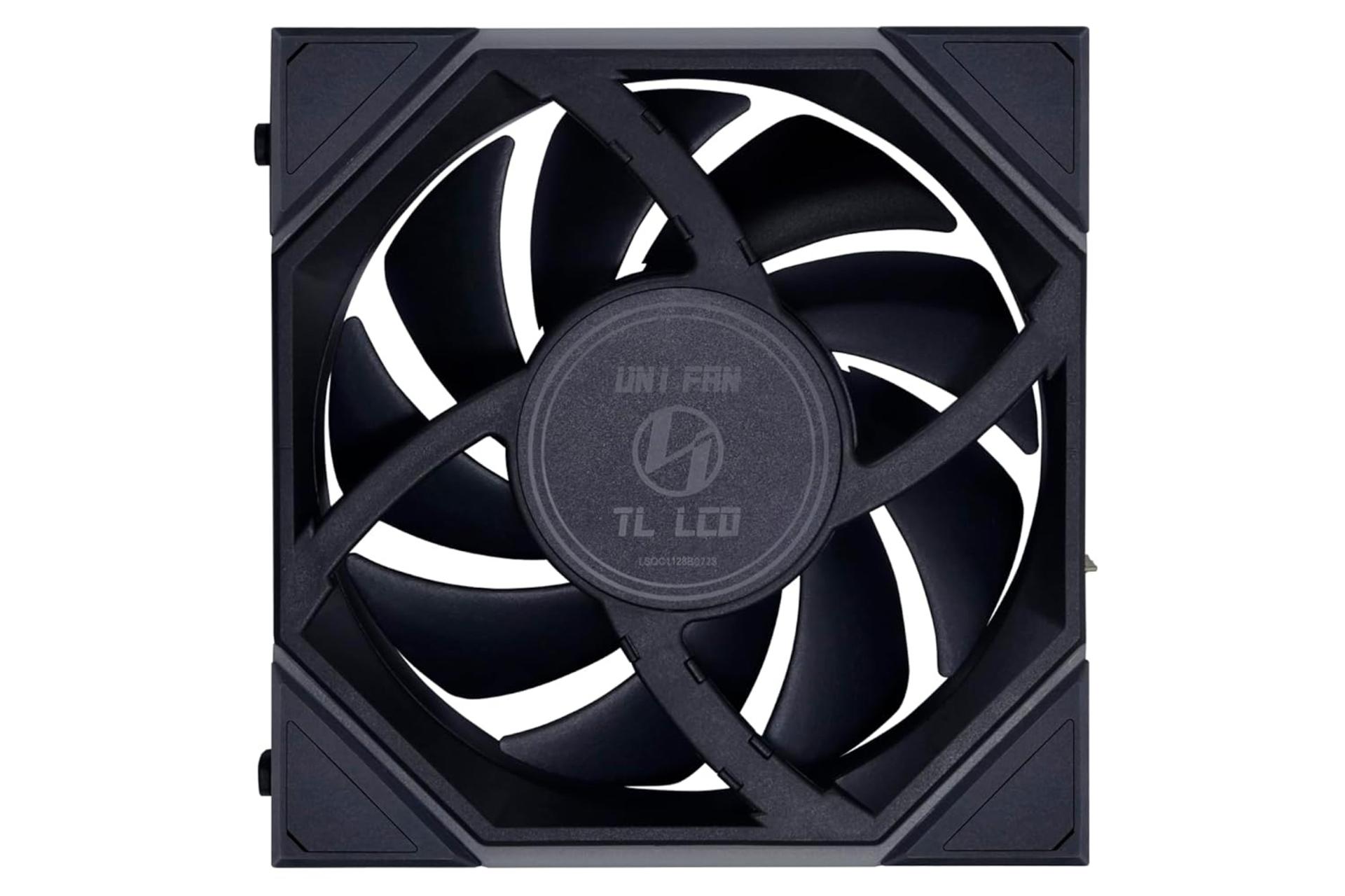 نمای پشت و بدنه فن کیس لیان لی UNI FAN TL LCD 120 Reverse Blade بسته 3 عددی