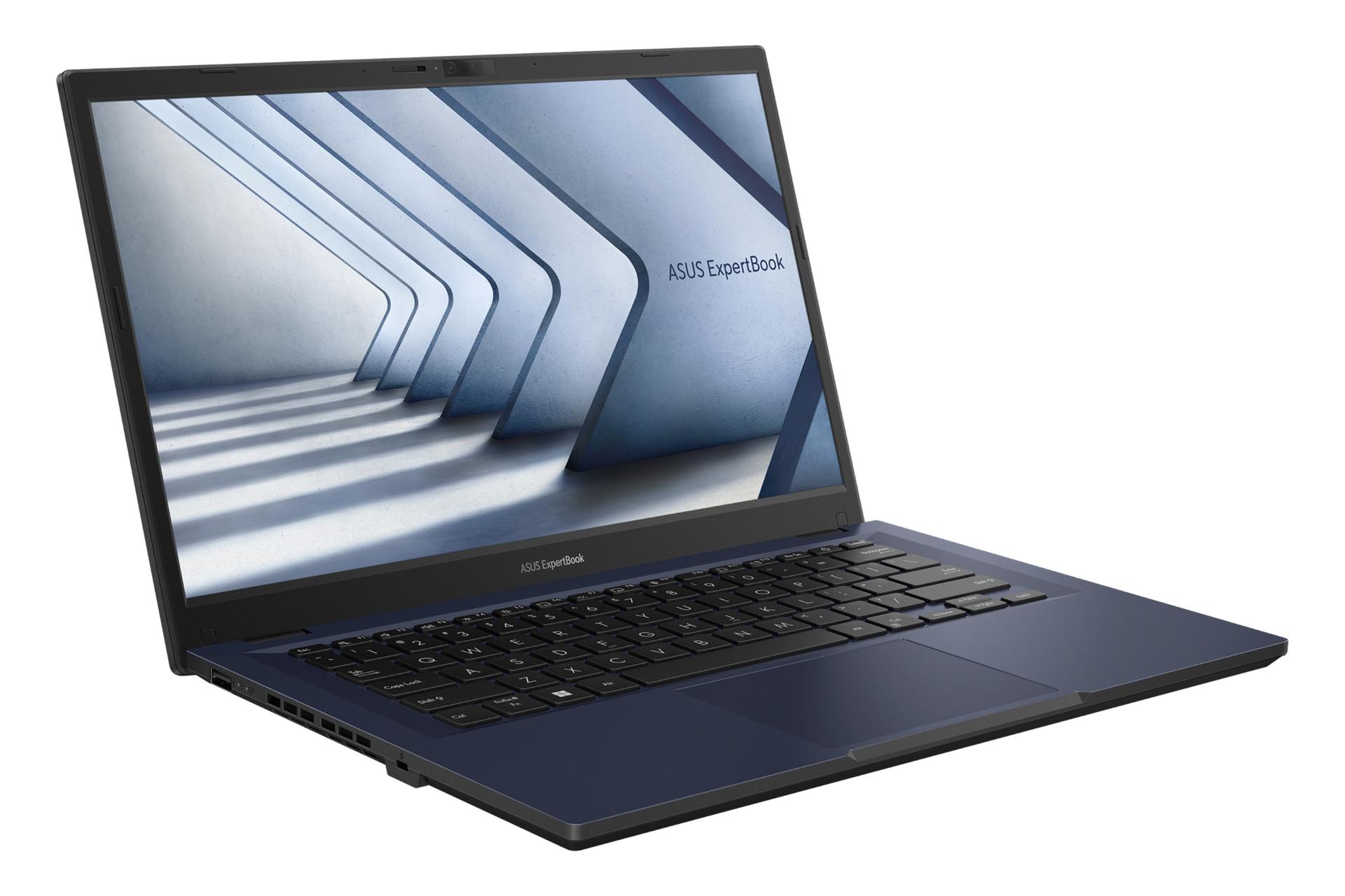 نمای نیمرخ سمت چپ لپ تاپ ExpertBook B1 B1402CBA ایسوس و نمایش درگاه ها و منافذ عبور هوا