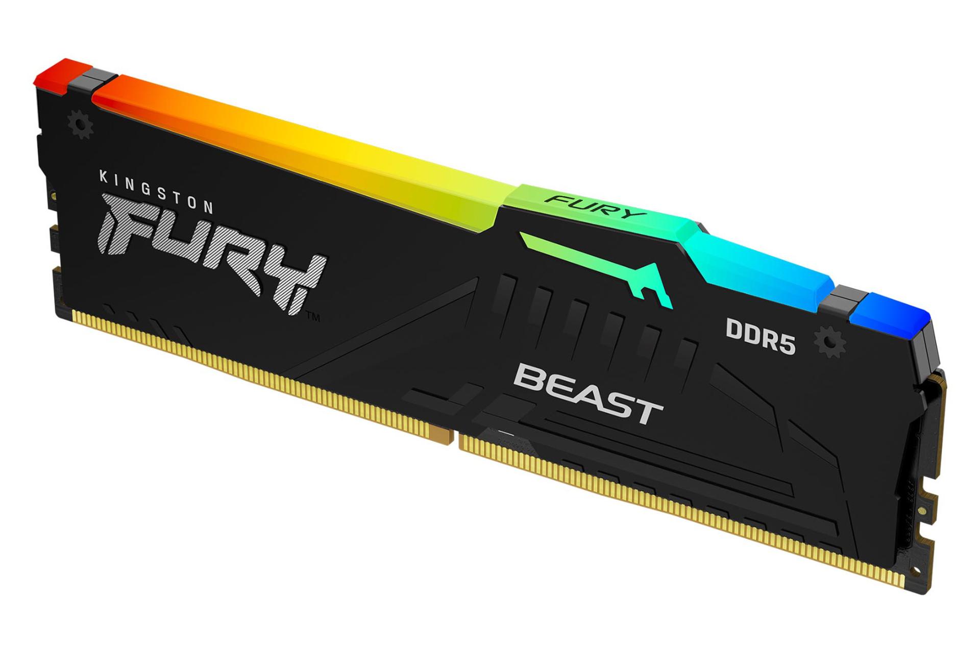 نمای کناری رم کینگستون Kingston FURY Beast RGB 16GB DDR5-5200 CL40