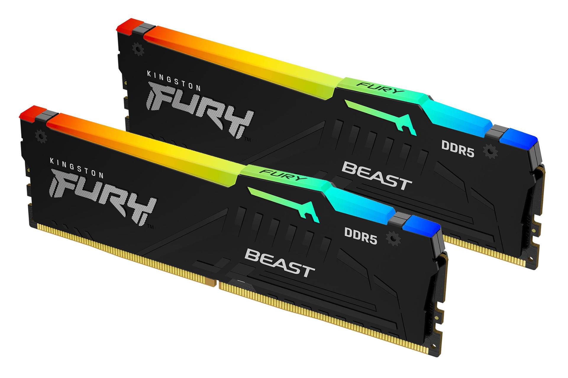 نمای کناری رم کینگستون Kingston FURY Beast RGB 32GB (2x16) DDR5-5200 CL40