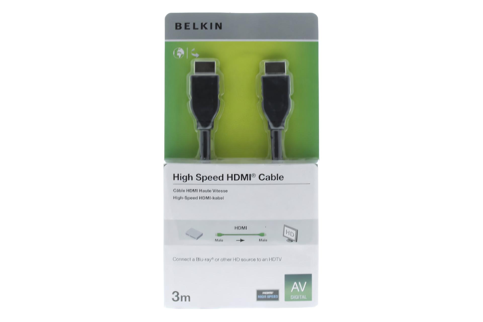 جعبه کابل HDMI بلکین F3Y017bt3MBLK 4K 60hz نسخه 2.0 با طول 3 متر