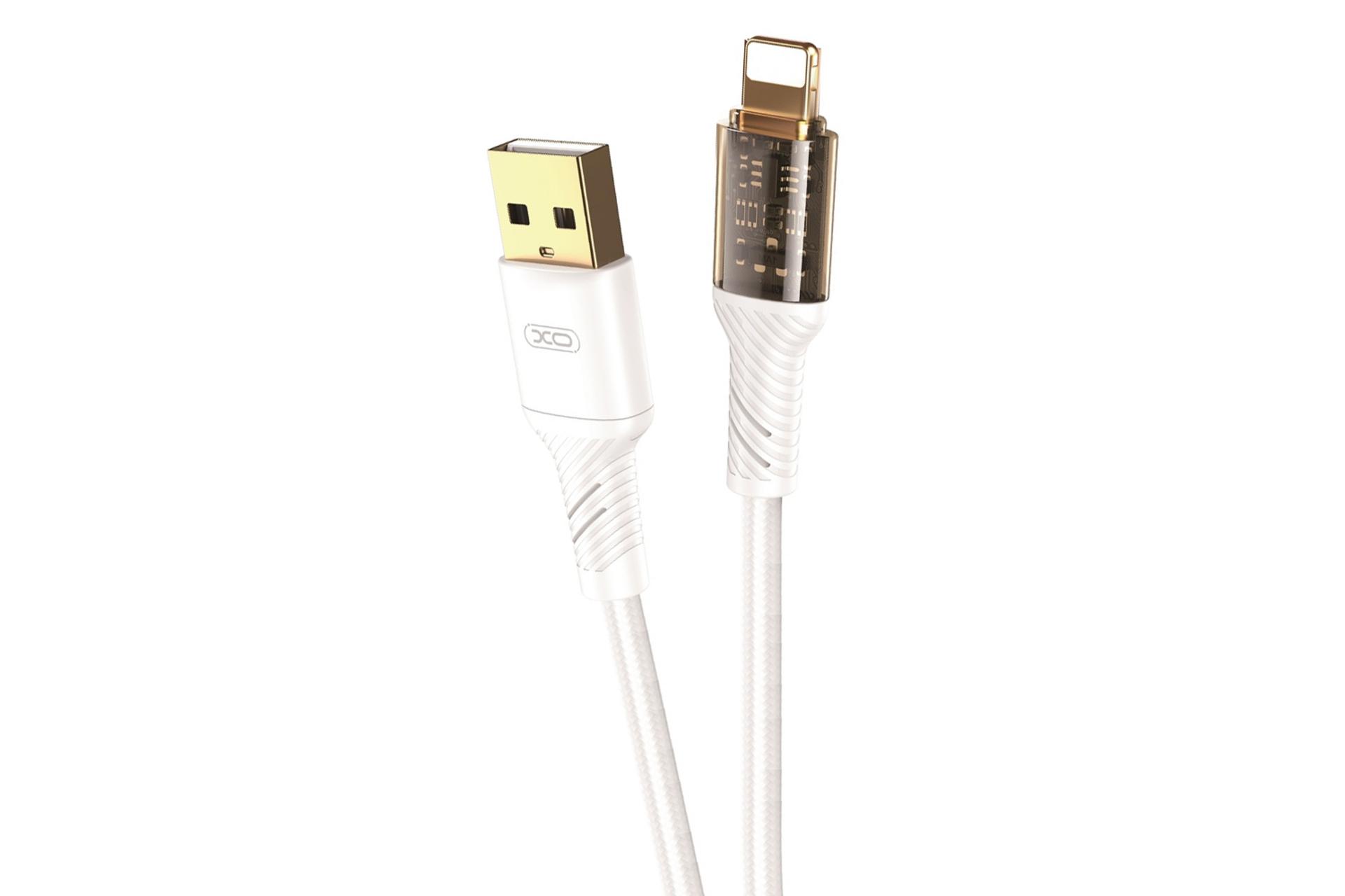 کابل شارژ USB ایکس او Type-A به Lightning مدل NB229 با طول 1 متر رنگ سفید