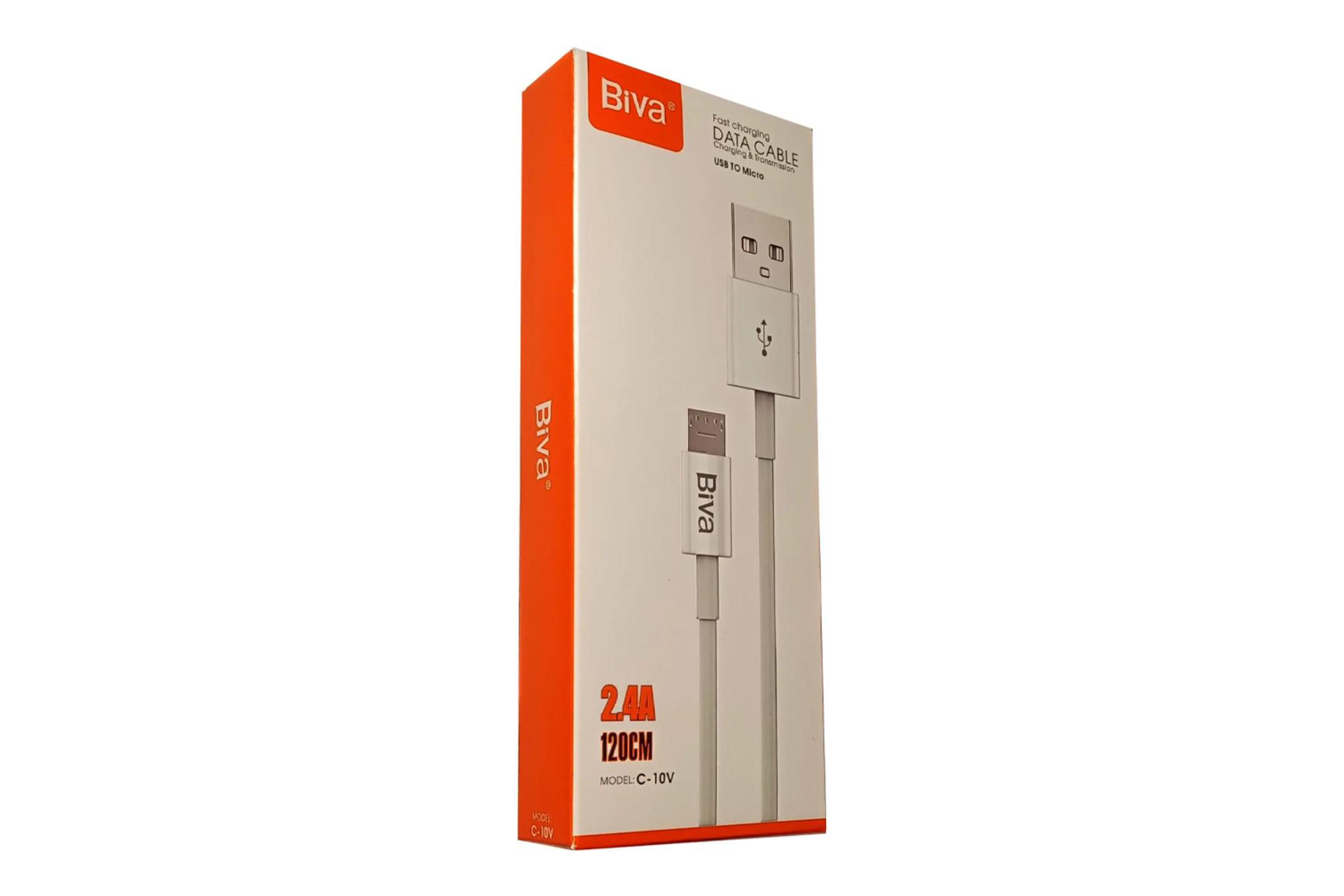 جعبه کابل شارژ USB بیوا Type-A به Micro-USB مدل C-10V با طول 1.2 متر