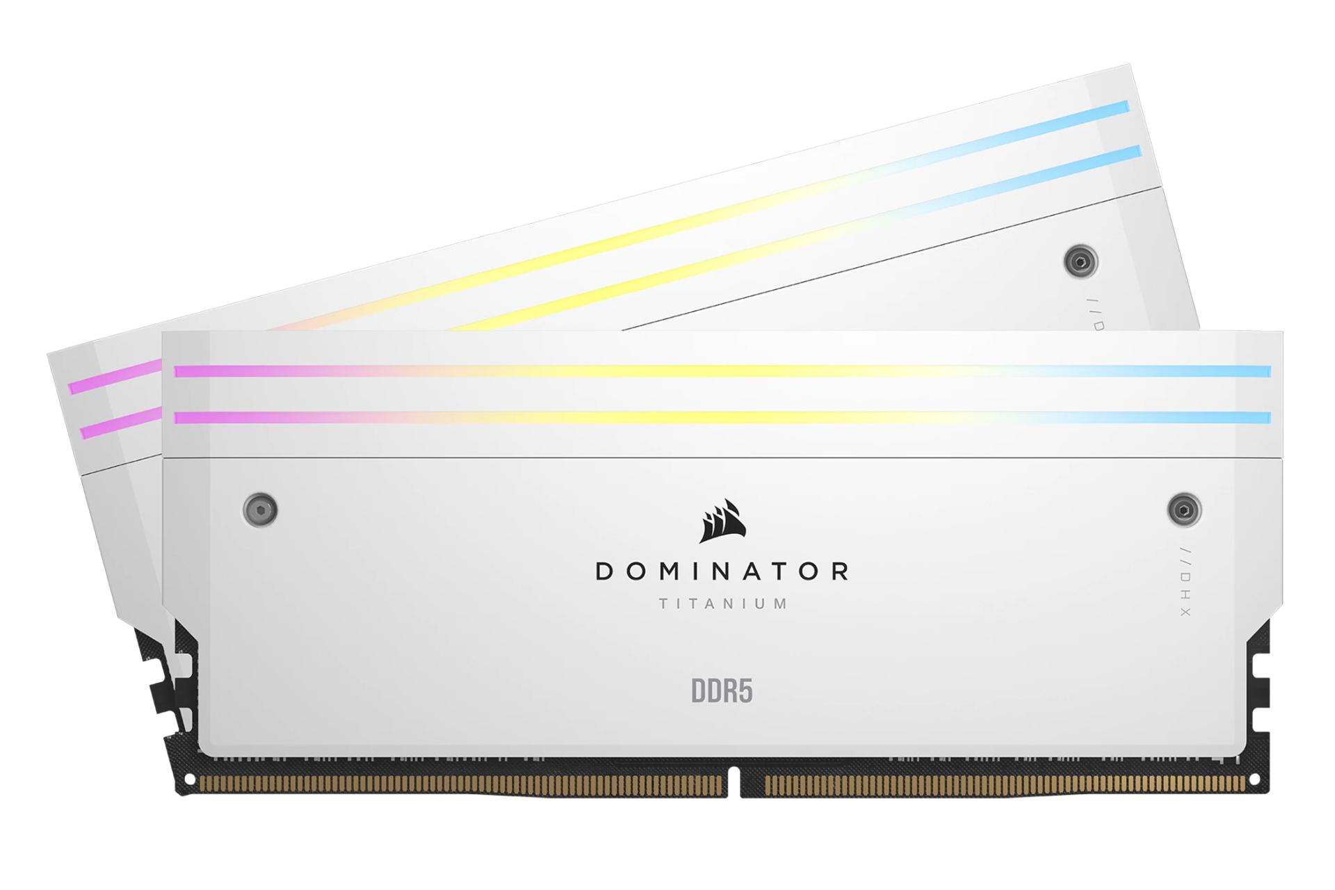 رنگ سفید رم کورسیر Corsair DOMINATOR TITANIUM RGB 96GB (2x48) DDR5-6600 CL32