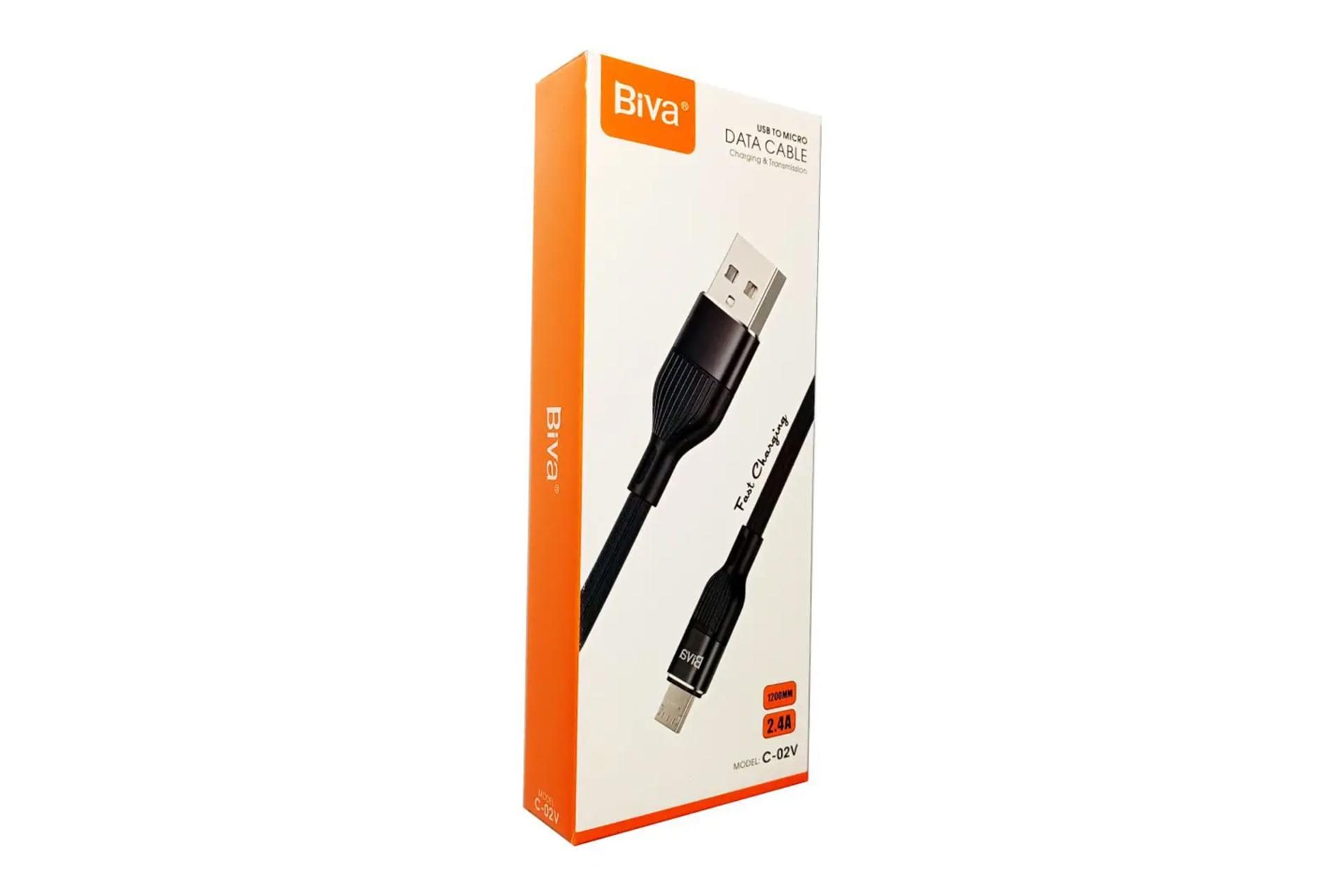 جعبه کابل شارژ USB بیوا Type-A به Micro-USB مدل C-02V با طول 1.2 متر