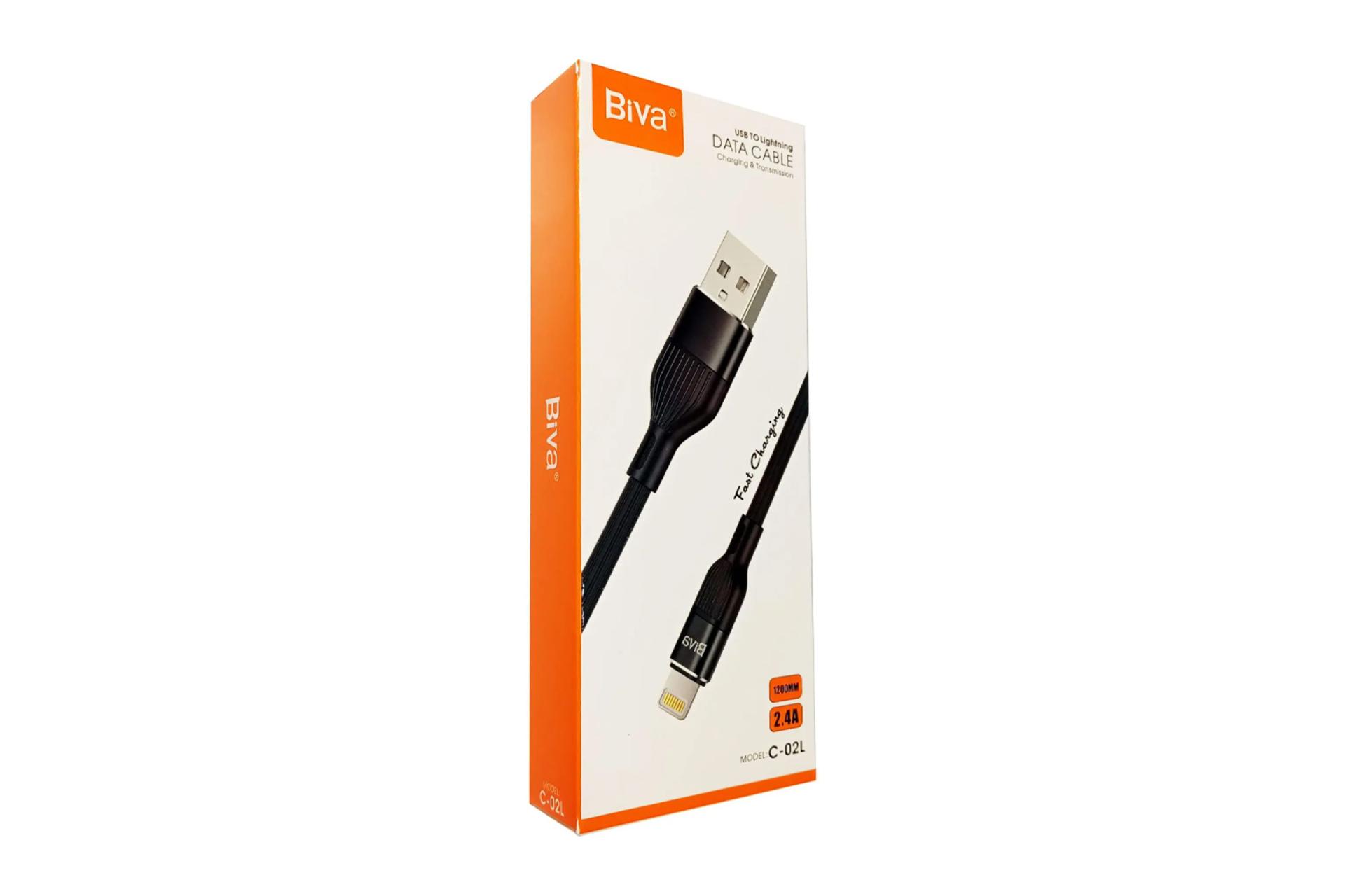 جعبه کابل شارژ USB بیوا Type-A به Lightning مدل C-02L با طول 1.2 متر