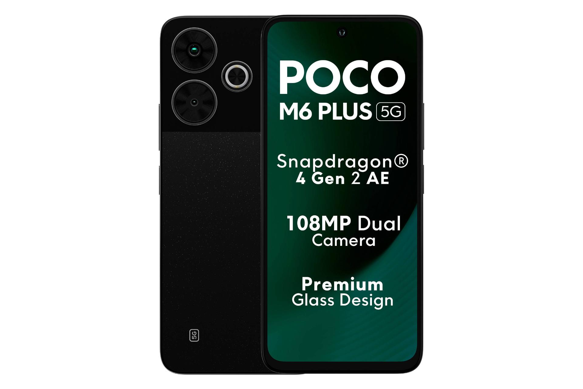 پنل جلو و پشت گوشی موبایل پوکو M6 پلاس شیائومی مشکی / Xiaomi Poco M6 Plus