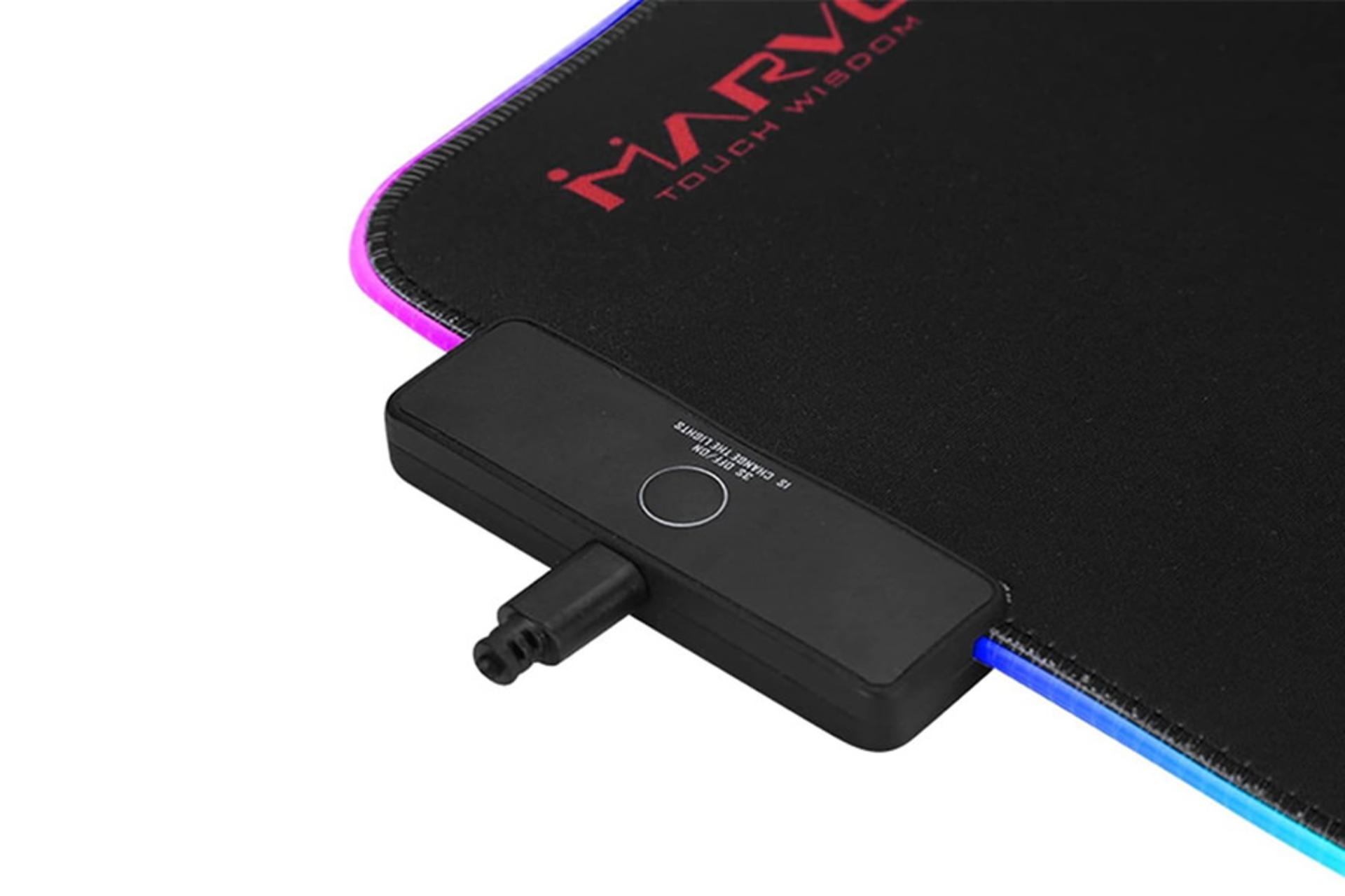 ماوس پد ماروو Marvo Scorpion MG08 Small نمای کابل USB نورپردازی RGB