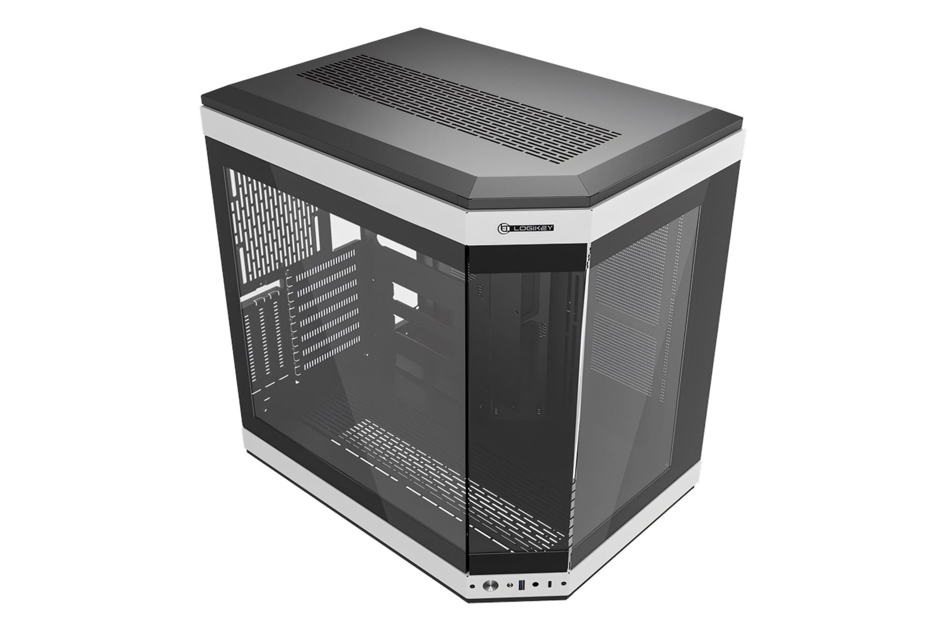 نمای نیمرخ بالای کیس کامپیوتر لاجی کی C560BW با نمایش منافذ عبور هوای پنل بالای کیس