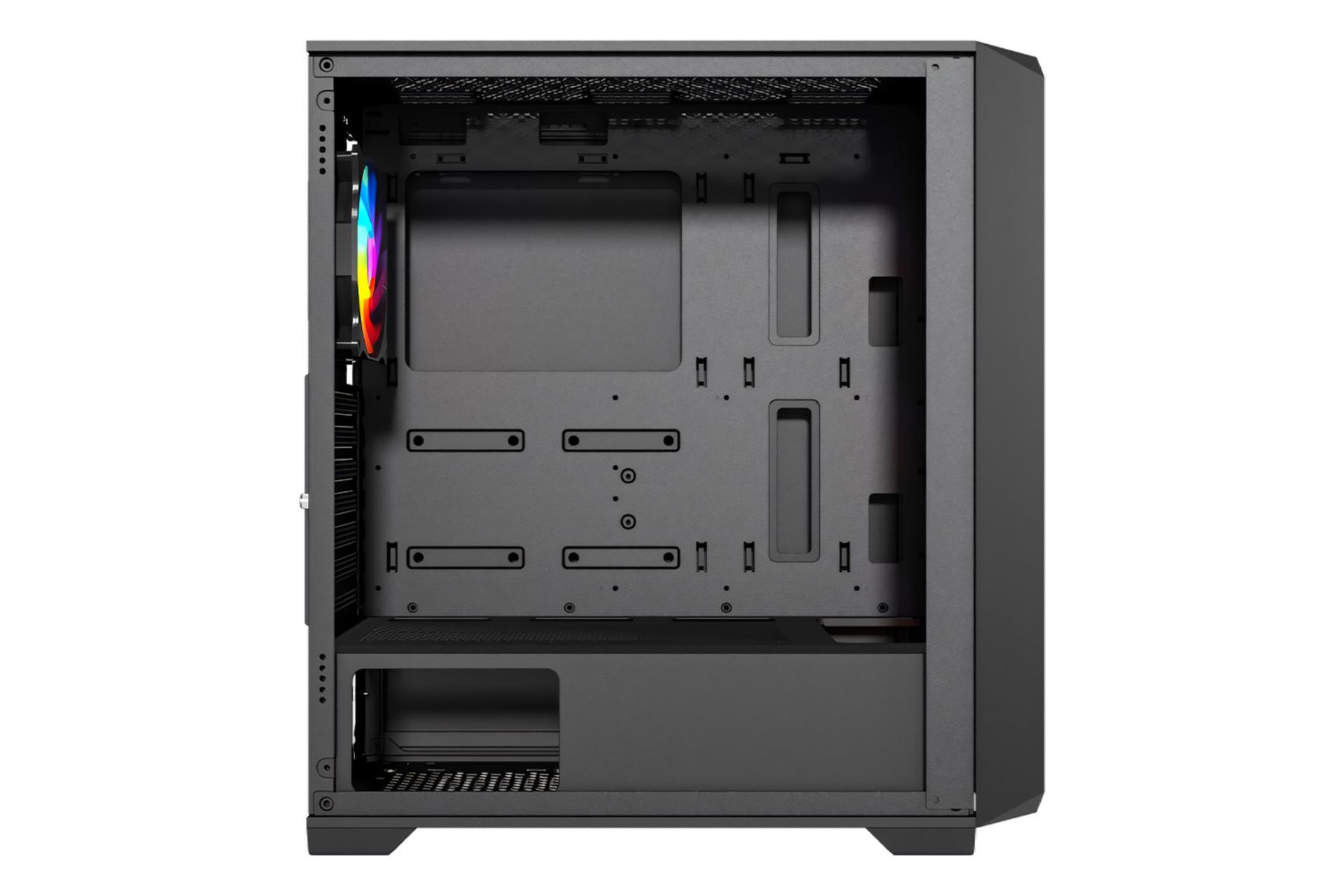 نمای داخل کیس کامپیوتر لاجی کی C454B با نمایش سینی مادربرد و محفظه پاور