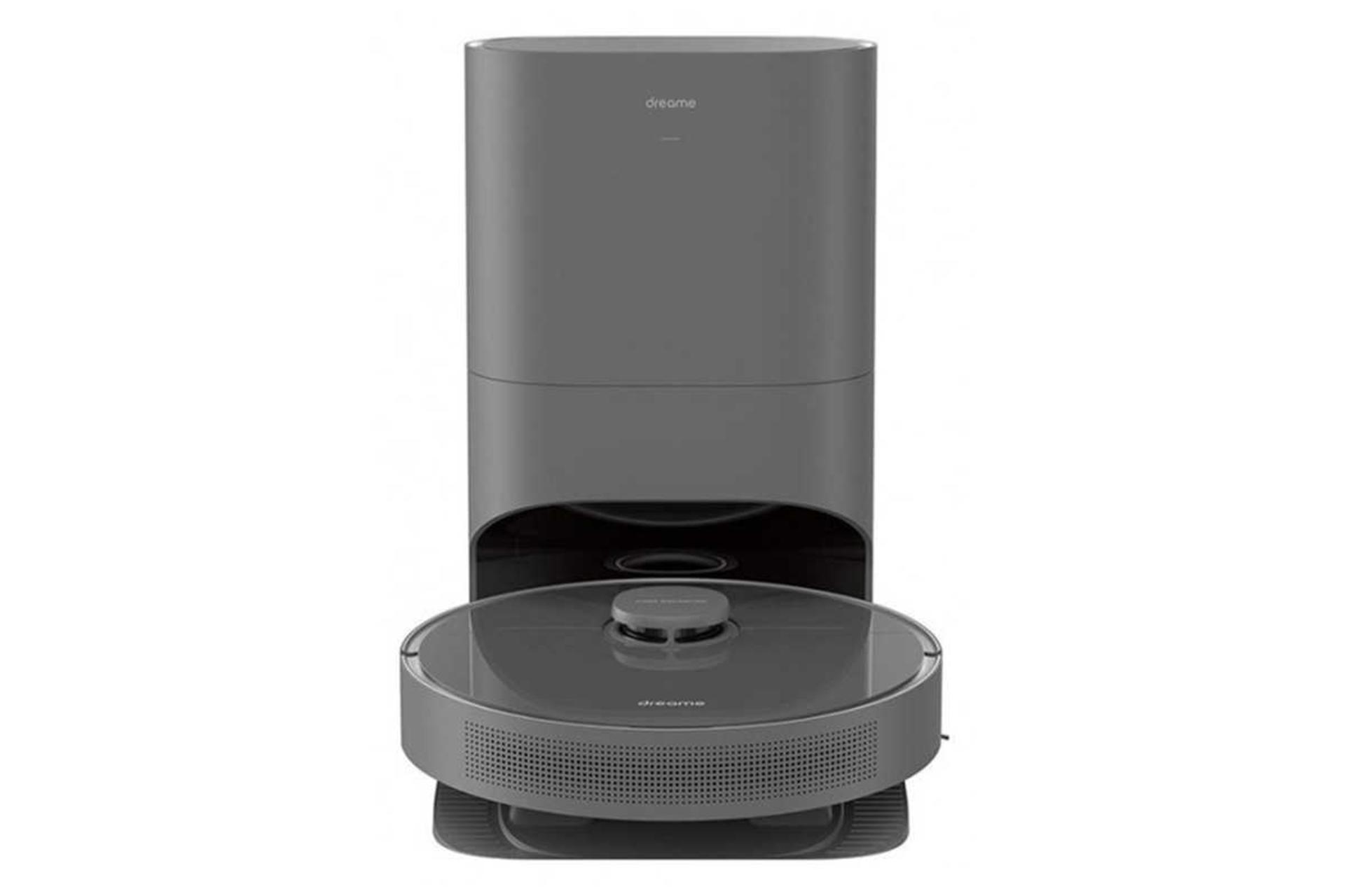 نمای جلوی جارو رباتیک دریم L10 Plus به همراه مخزن تخلیه خودکار