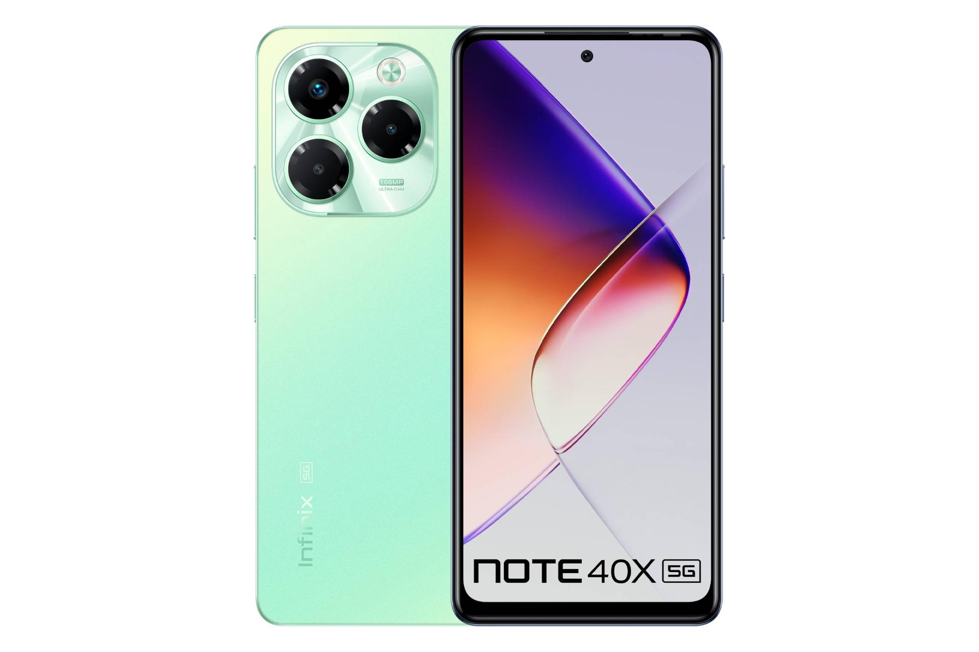 پنل جلو و پشت گوشی موبایل نوت 40X اینفینیکس 5G سبز روشن / Infinix Note 40X 5G