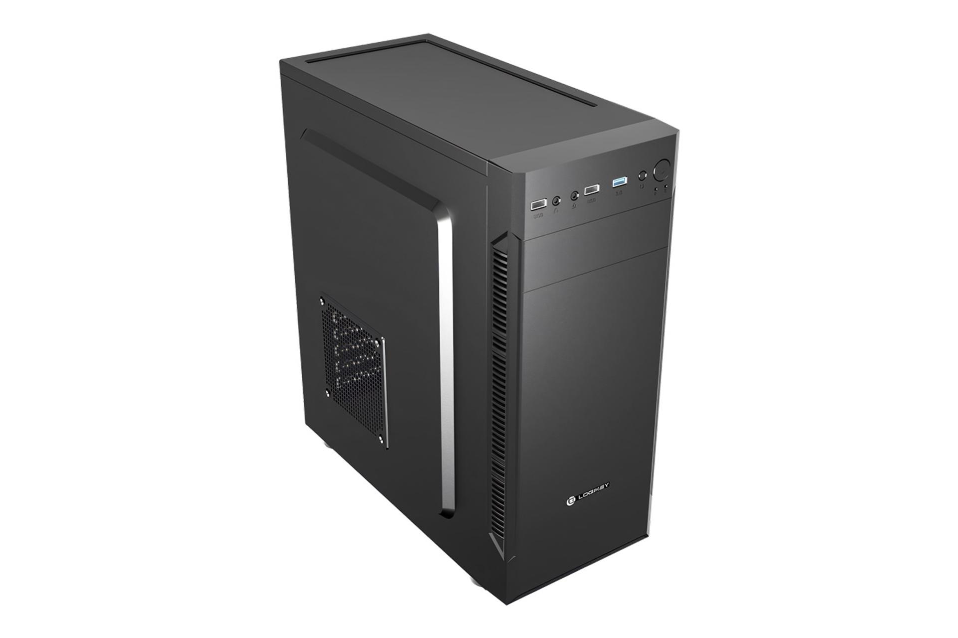 نمای بالای کیس کامپیوتر لاجی کی C111B با نمایش پنل بالا