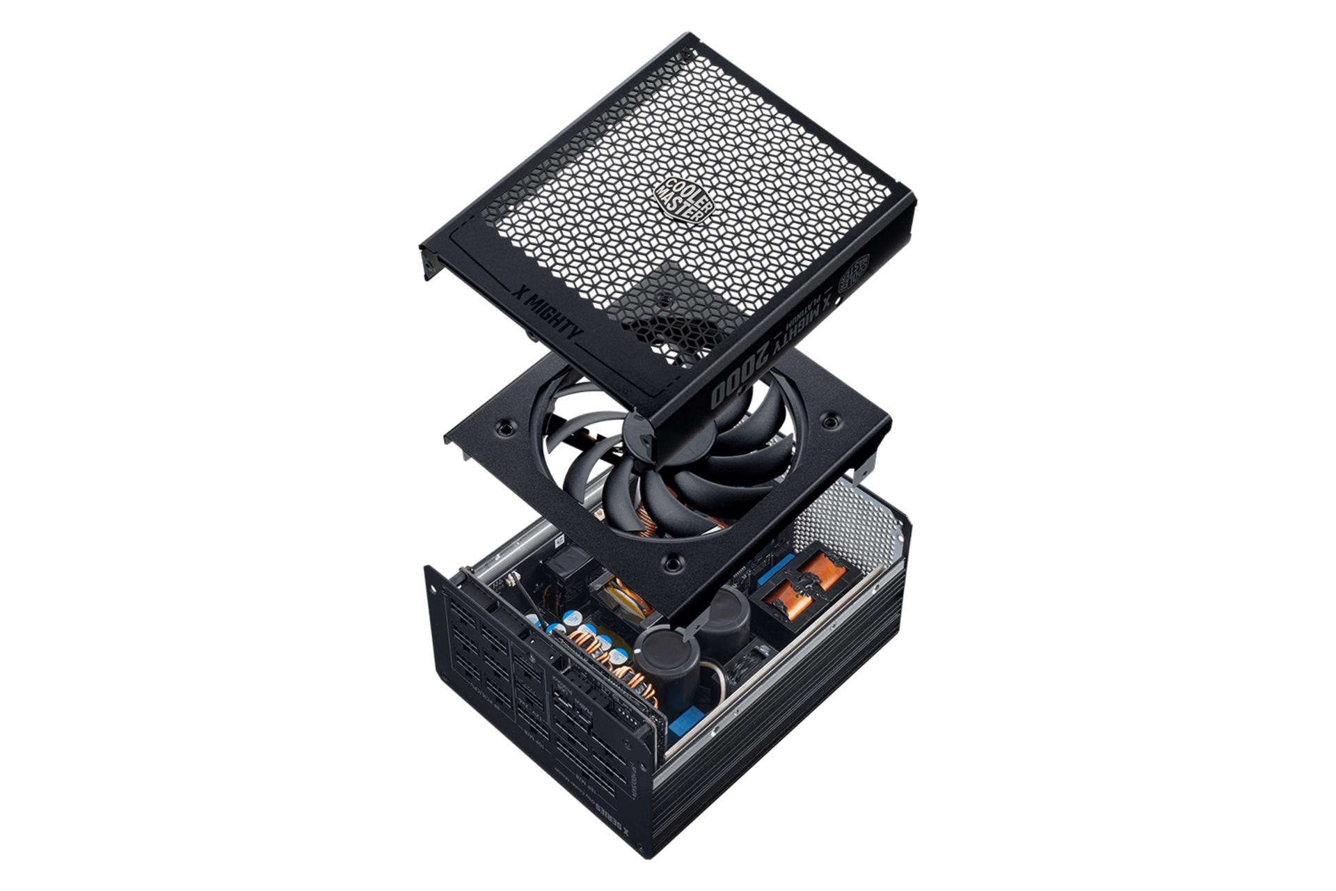 نمای داخل پاور کامپیوتر کولر مستر X Mighty Platinum 2000W 230V با توان 2000 وات