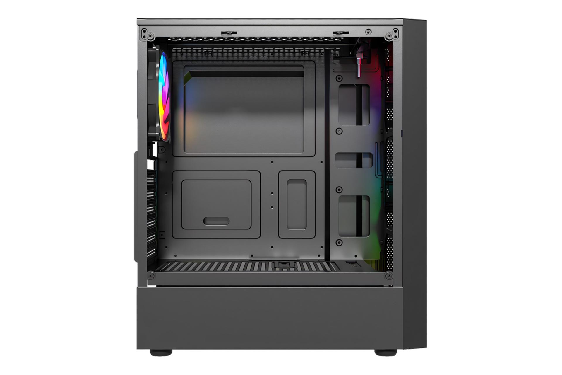 نمای داخلی کیس کامپیوتر لاجی کی C231B با نمایش محل نصب مادربرد و محفظه پاور