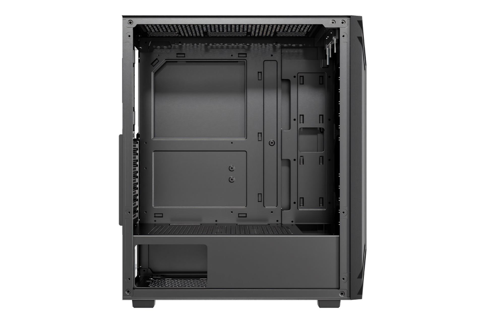 نمای داخلی کیس کامپیوتر لاجی کی C260B با نمایش محل نصب مادربرد و محفظه پاور