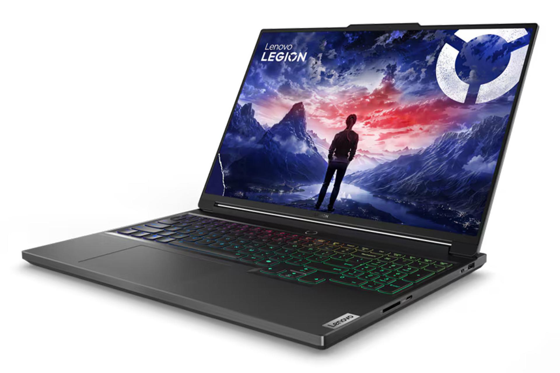 نمای نیمرخ لپ تاپ Legion 7 16IRX9 لنوو با نمایش لبه سمت راست رنگ مشکی