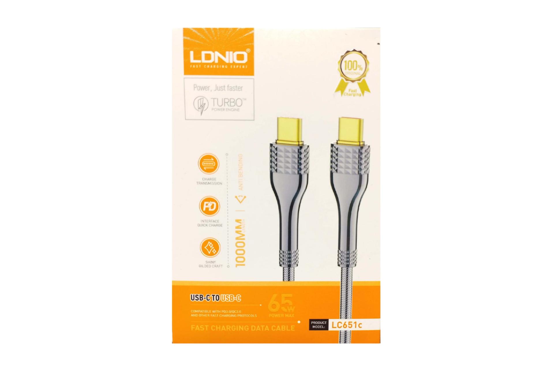 جعبه کابل شارژ USB الدینیو Type-C به Type-C مدل LC651C با طول 1 متر