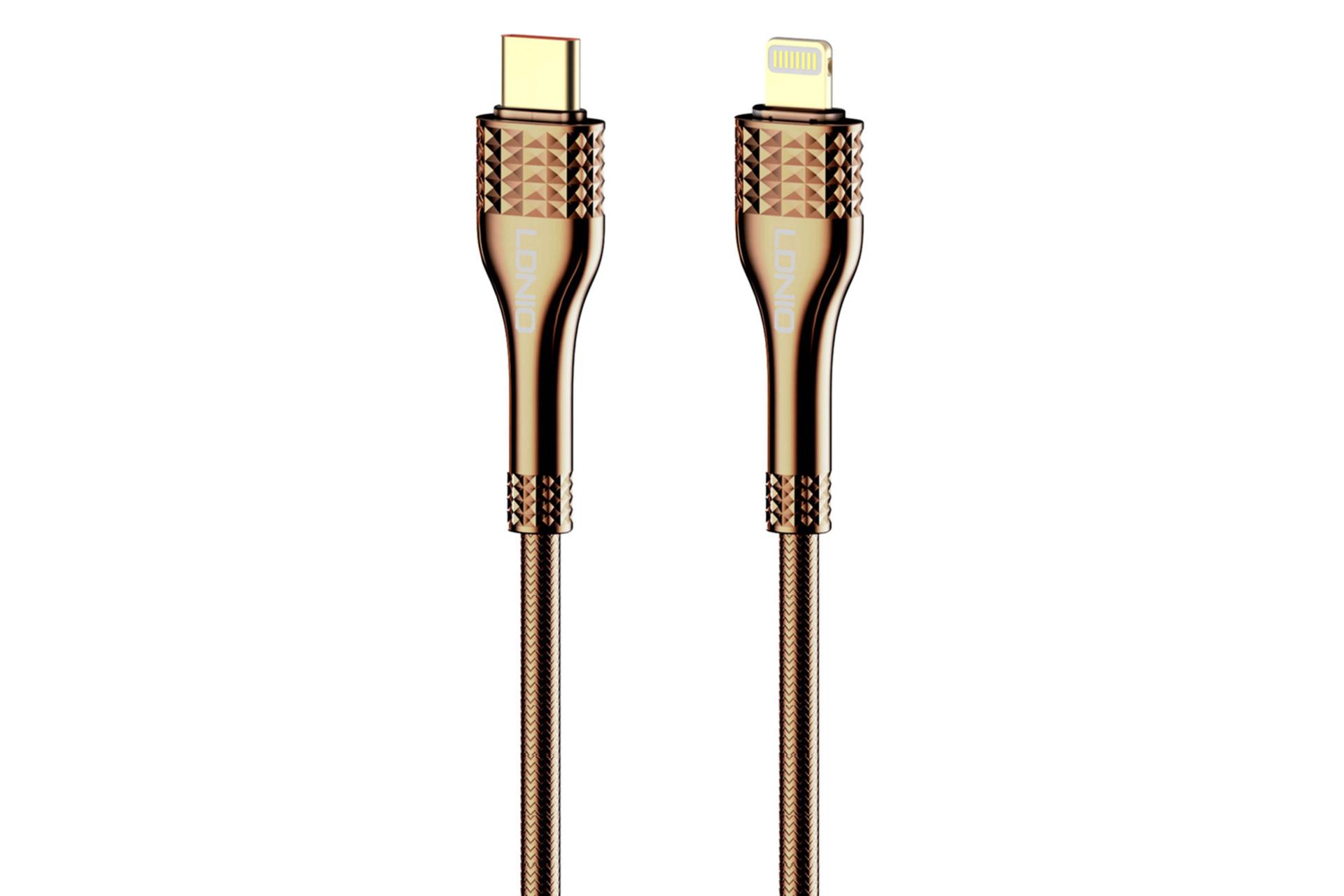 کابل شارژ USB الدینیو Type-C به Lightning مدل LC651i با طول 1 متر طلایی