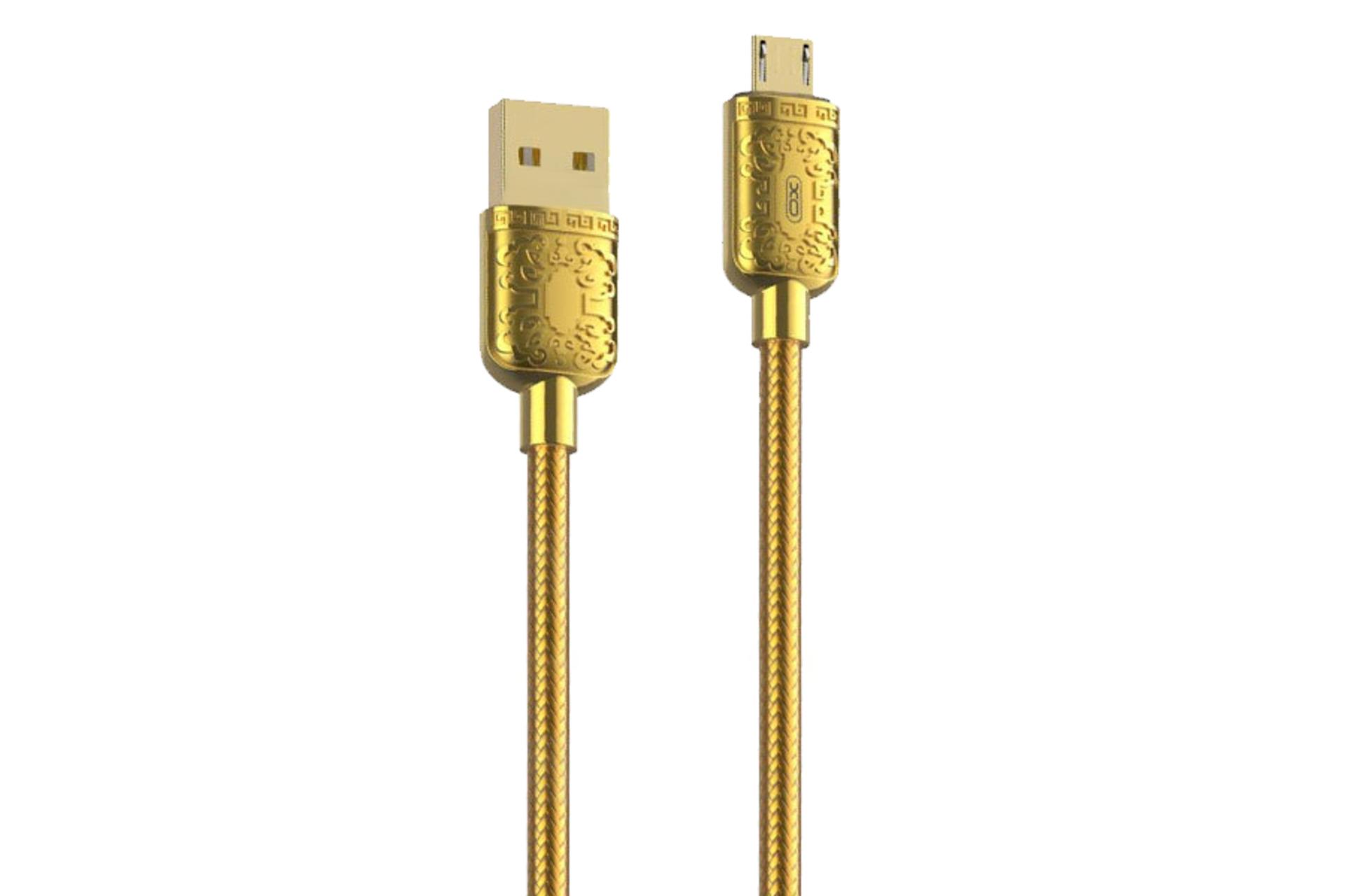 کابل شارژ USB ایکس او Type-A به Micro-USB مدل NB216 با طول 1 متر طلایی