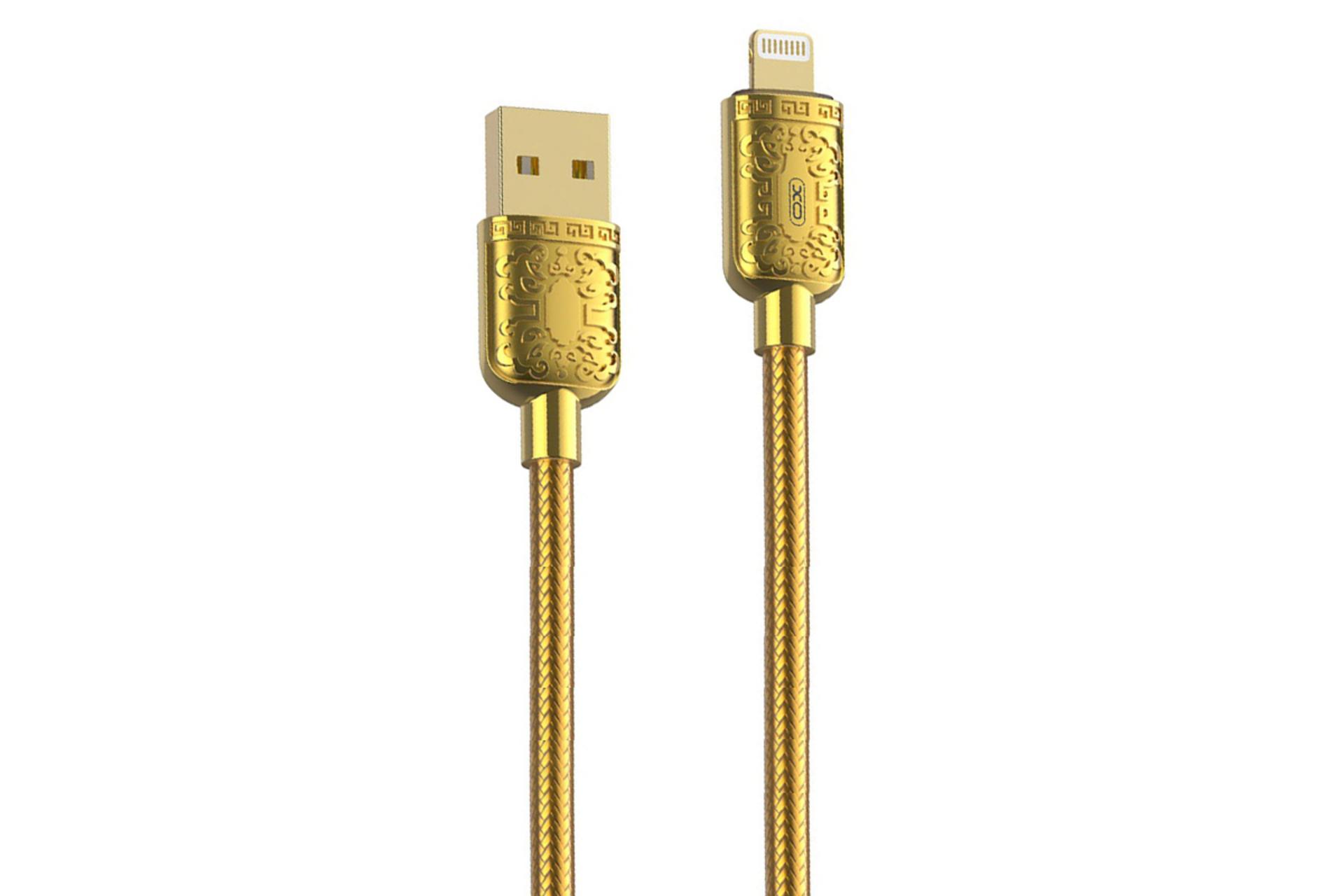 کابل شارژ USB ایکس او Type-A به Lightning مدل NB216 با طول 1 متر طلایی